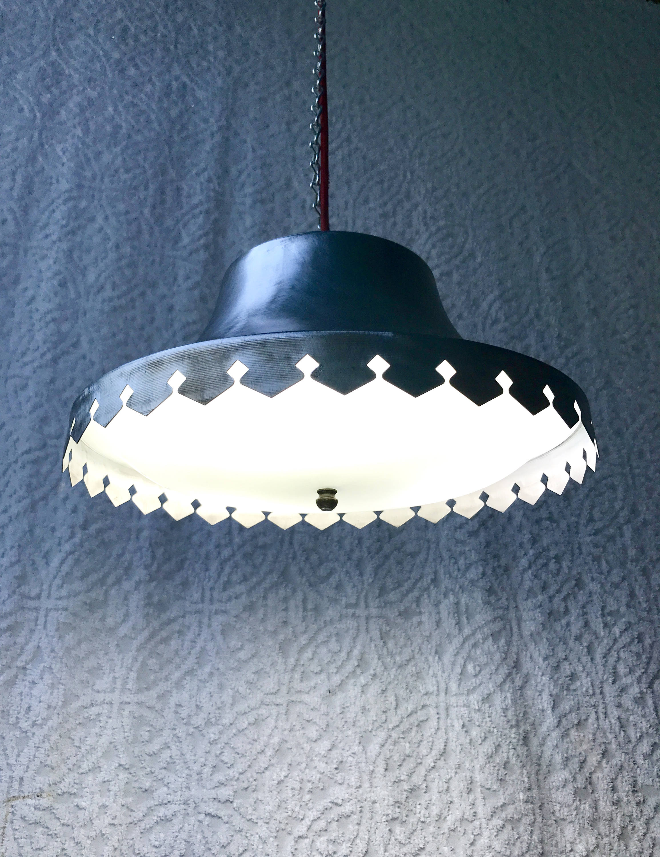 Mid Century Modern Pendant Lamp | Raw Metal Pendant Light | Metal Upcycled Swag Lamp | Industrial Chandelier | Steampunk Style Pendant Light