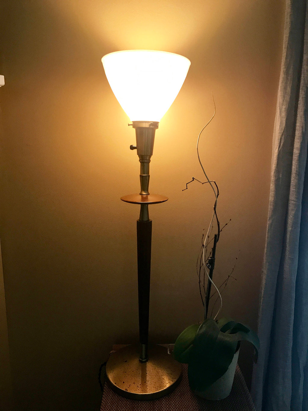 Mid Century Torchiere Lamp By Rembrandt | Rembrandt Modern Lamp | Brass Torchiere Lamp with Milk Glass Shade | Rembrandt Retro Table Lamp
