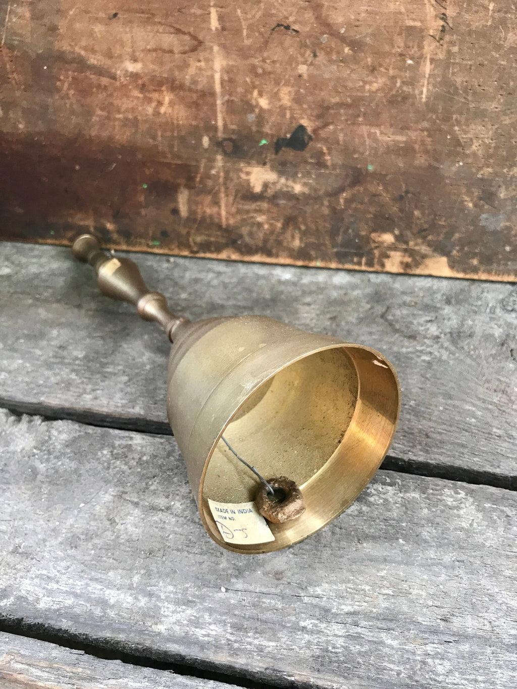 Vtg Brass Bell | Brass Teachers Bell | Rustic Brass Bell | Made in India Brass Dinner Bell | Brass Decor