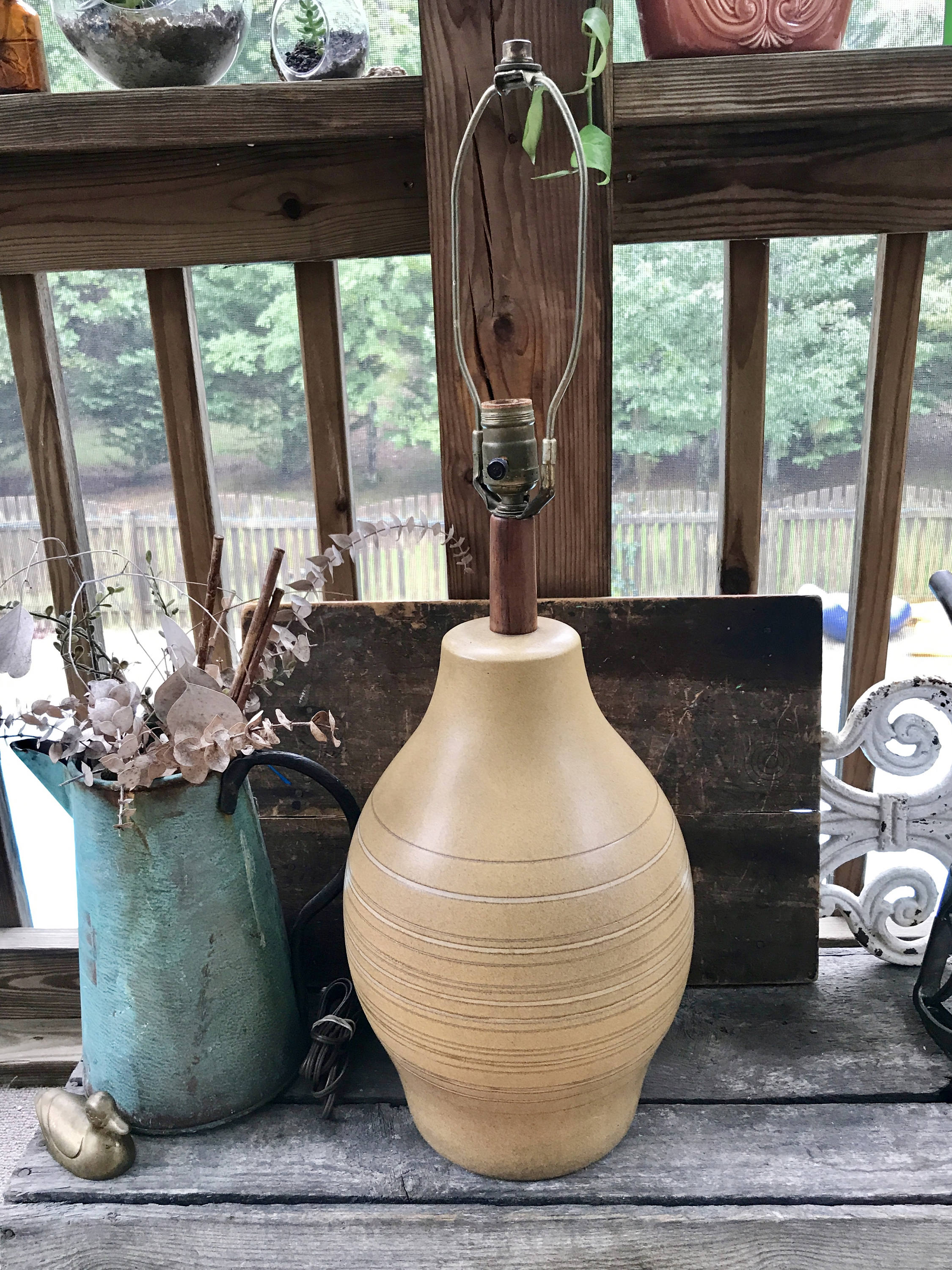 Mid Century Martz Marshall Studios Lamp | Martz Pottery Modern Lamp | Signed Martz Ceramic and Teak Table Lamp | MCM Lamp. 1960s Decor