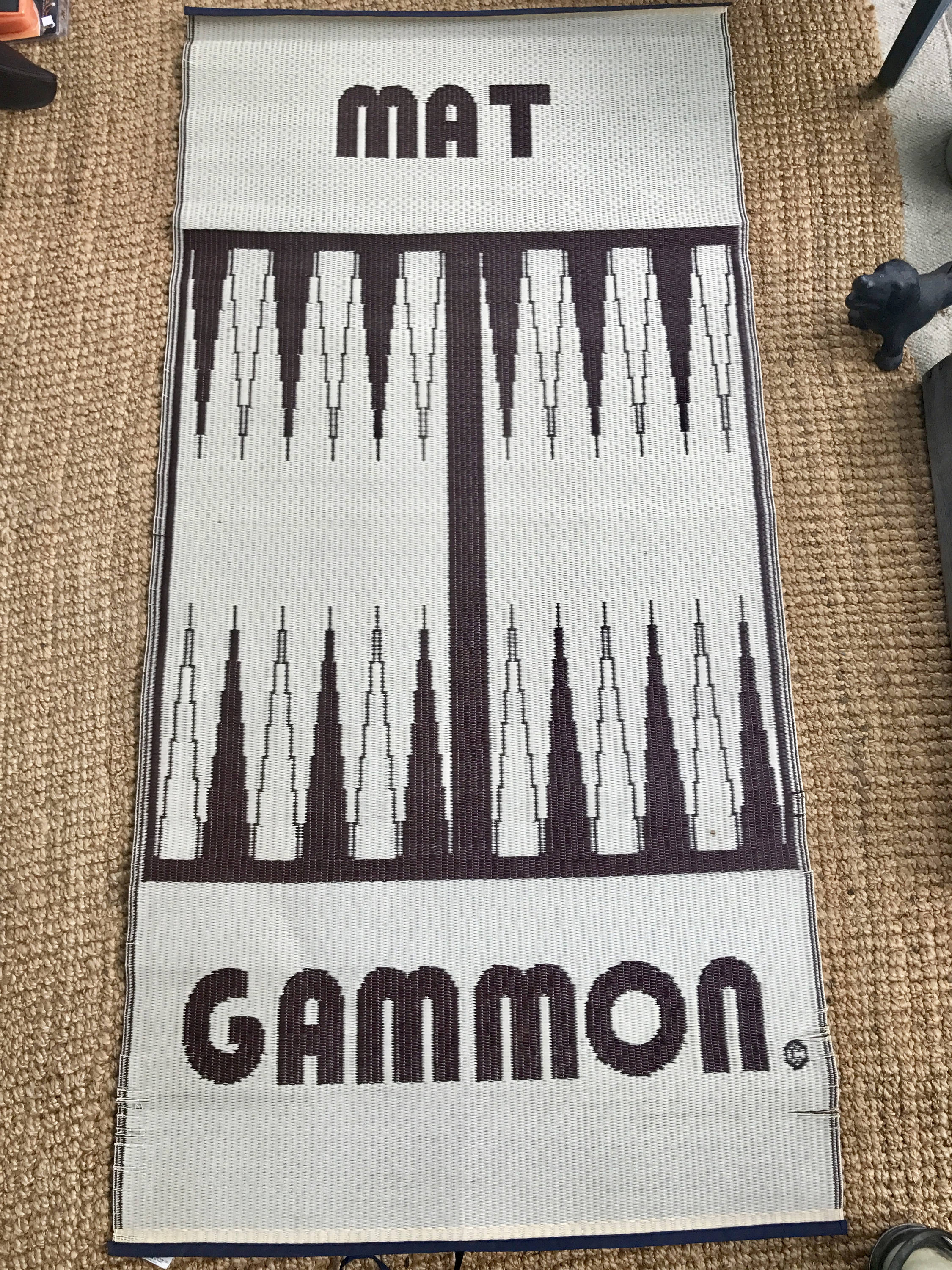 Vintage Mr. Mat Backgammon Floor Mat | Mat Gammon Wall Hanging | Game Roof Decor | Back Gammon Mat | Woven Plastic Mat | Backgammon Rug