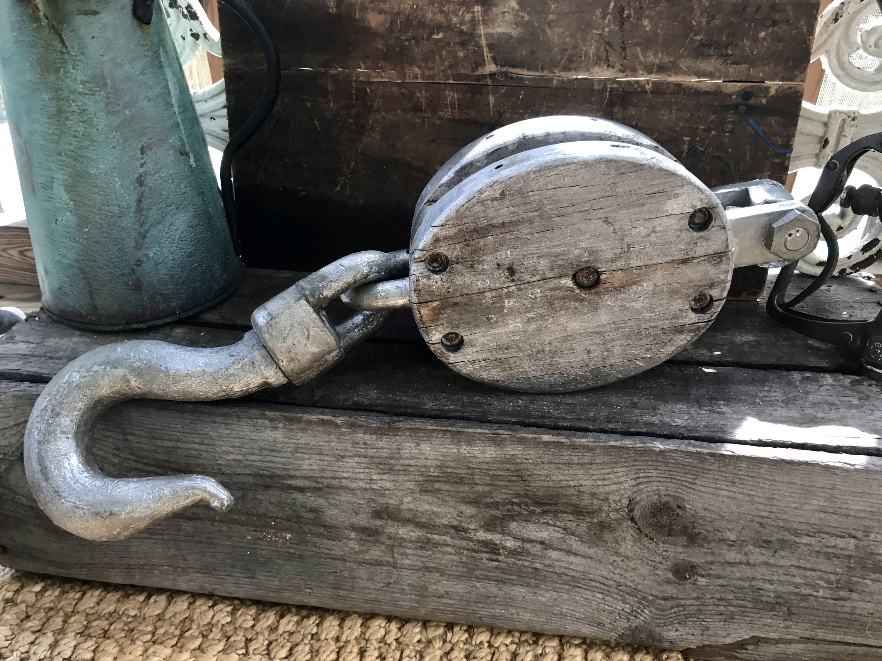 Antique Wooden Pulley | Wood Block and Tackle | Industrial Pulley | Nautical Decor | Farmhouse | Beach house Decor | Rustic Decor | Cottage