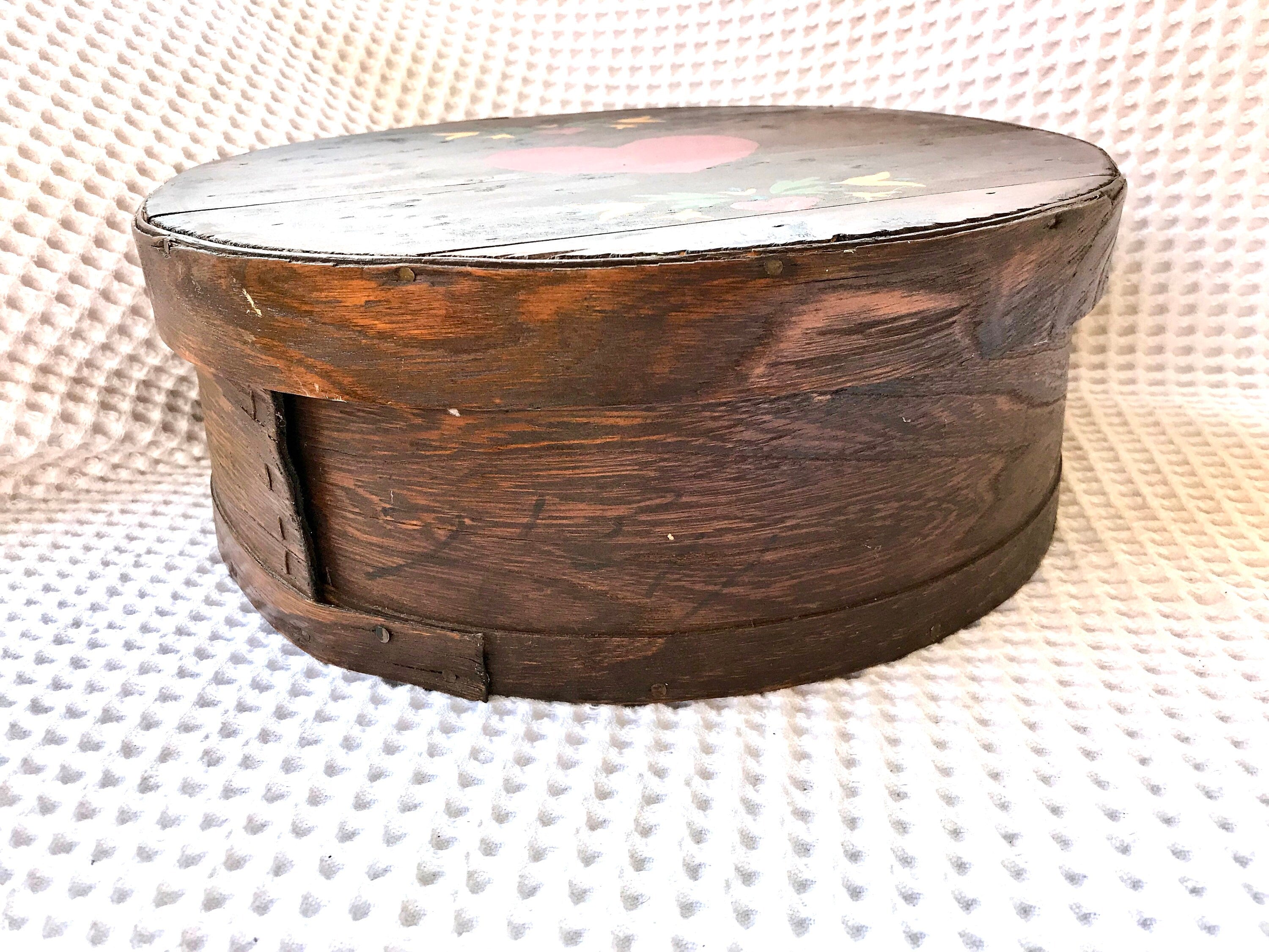 Vtg Dufeck's Cheese Box | Round Wooden Cheese Container | Sewing Box | Wooden Storage Box | Lined Cheese Box | Painted Cheese Box