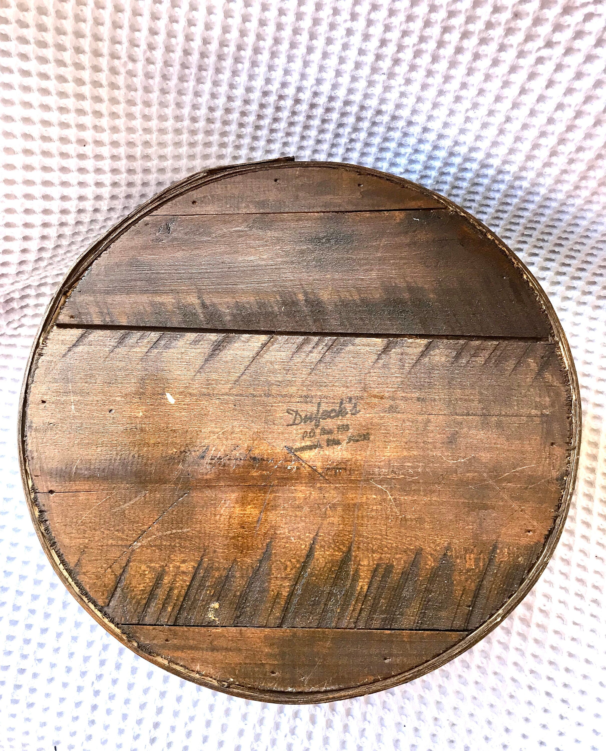 Vtg Dufeck's Cheese Box | Round Wooden Cheese Container | Sewing Box | Wooden Storage Box | Lined Cheese Box | Painted Cheese Box