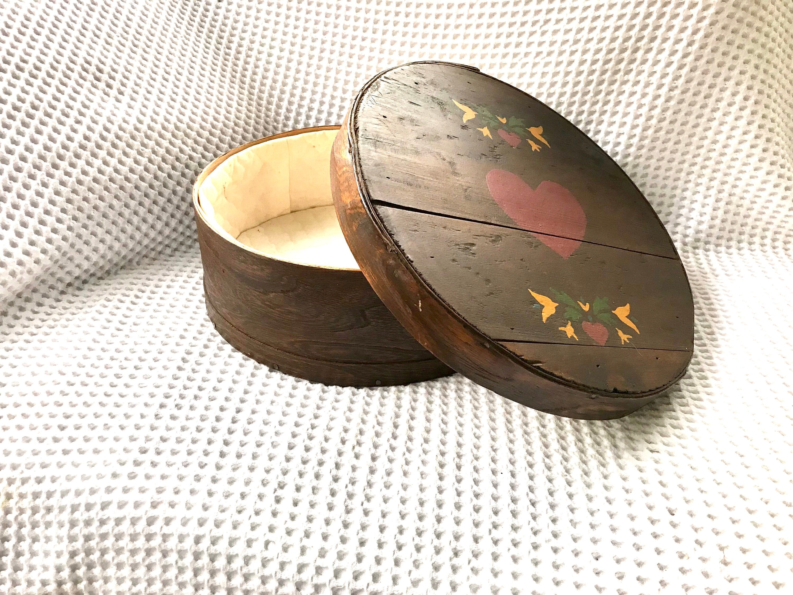 Vtg Dufeck's Cheese Box | Round Wooden Cheese Container | Sewing Box | Wooden Storage Box | Lined Cheese Box | Painted Cheese Box