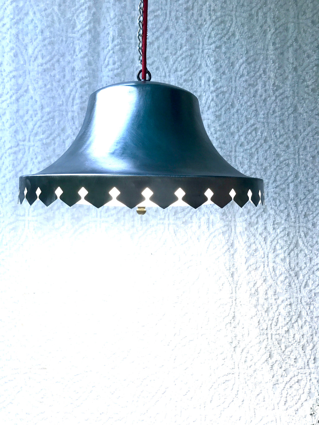 Mid Century Modern Pendant Lamp | Raw Metal Pendant Light | Metal Upcycled Swag Lamp | Industrial Chandelier | Steampunk Style Pendant Light