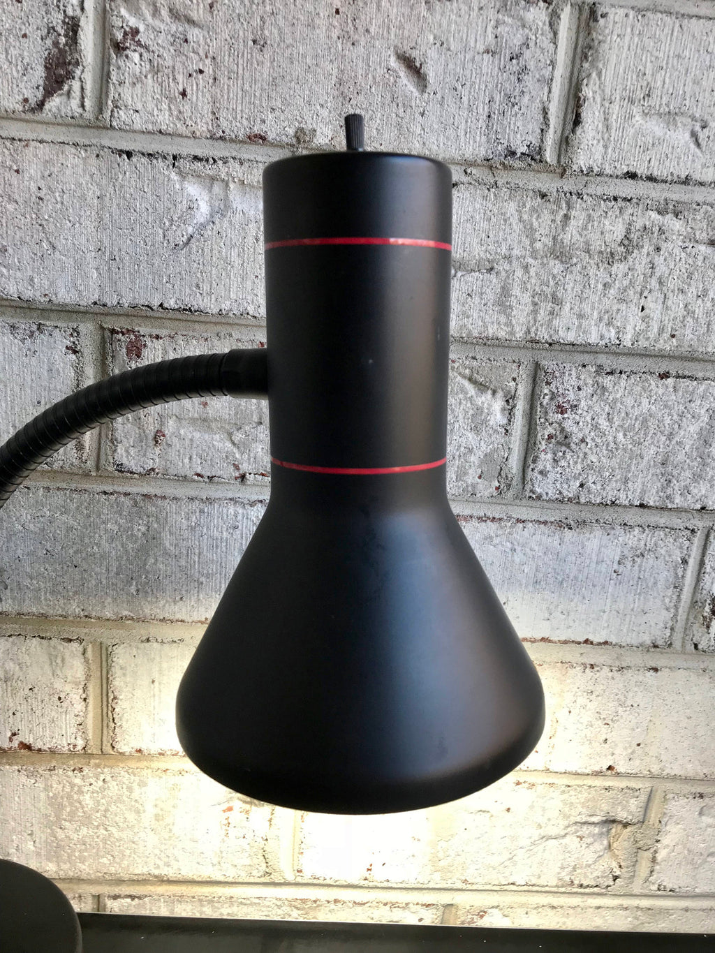 Vintage Black And Red Gooseneck Lamp | Bullet Desk Lamp | Metal Goose Neck Lamp | Retro Style Desk Lamp | Atomic Task Lamp | Flexible Light