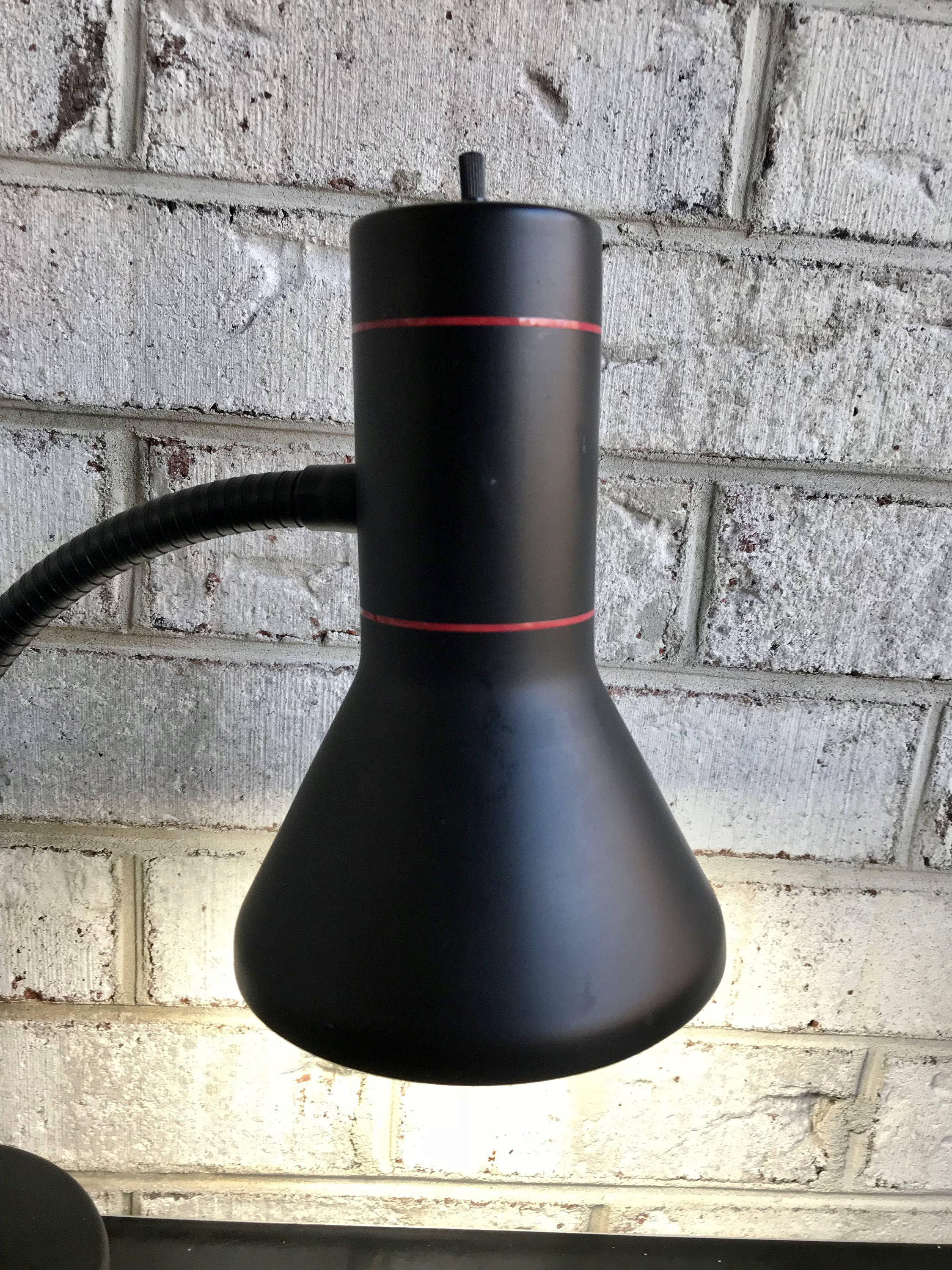 Vintage Black And Red Gooseneck Lamp | Bullet Desk Lamp | Metal Goose Neck Lamp | Retro Style Desk Lamp | Atomic Task Lamp | Flexible Light