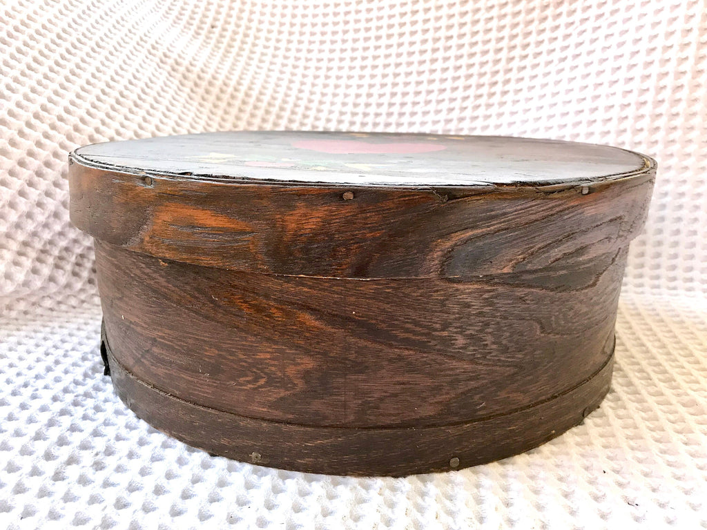 Vtg Dufeck's Cheese Box | Round Wooden Cheese Container | Sewing Box | Wooden Storage Box | Lined Cheese Box | Painted Cheese Box