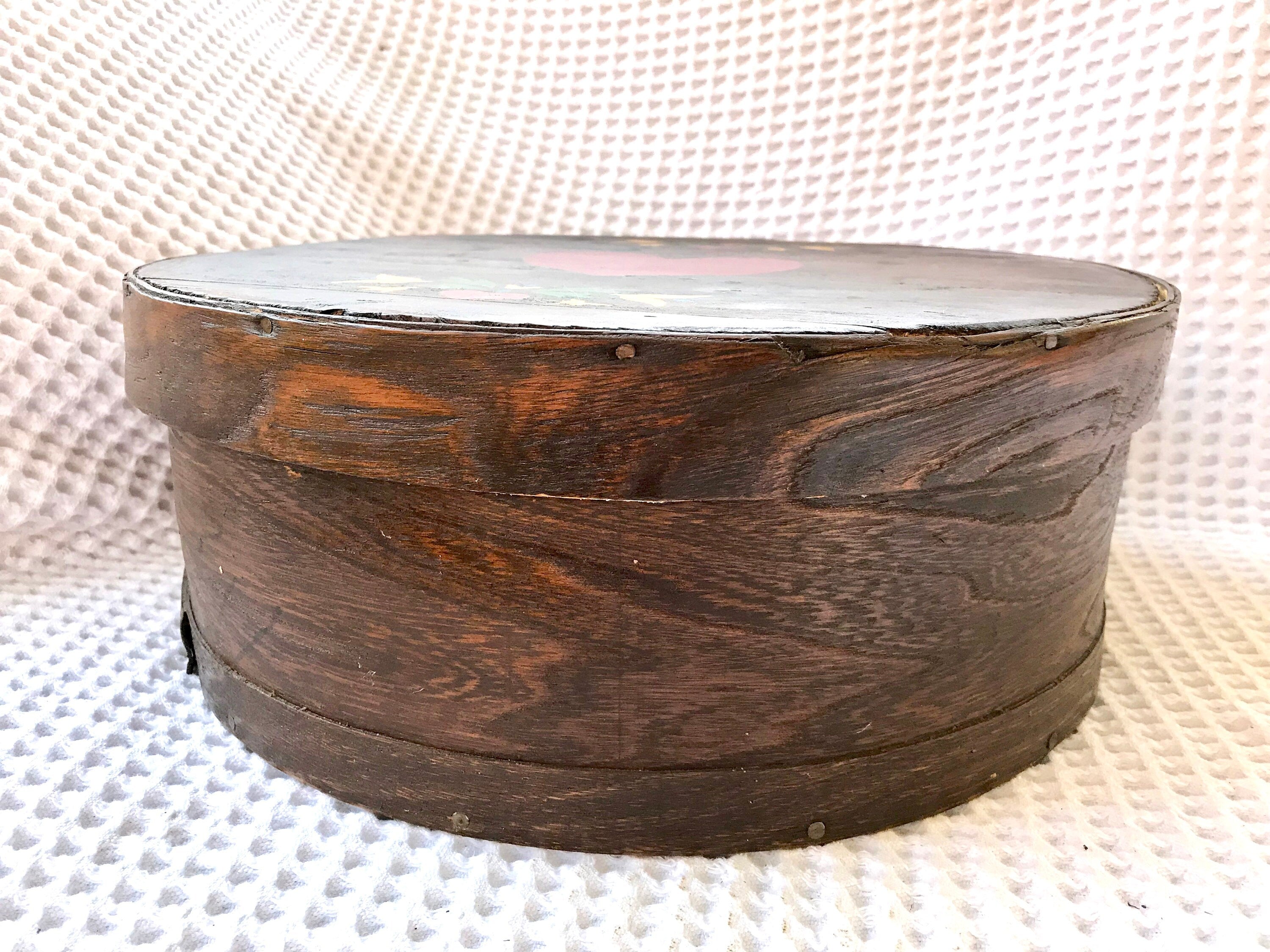 Vtg Dufeck's Cheese Box | Round Wooden Cheese Container | Sewing Box | Wooden Storage Box | Lined Cheese Box | Painted Cheese Box