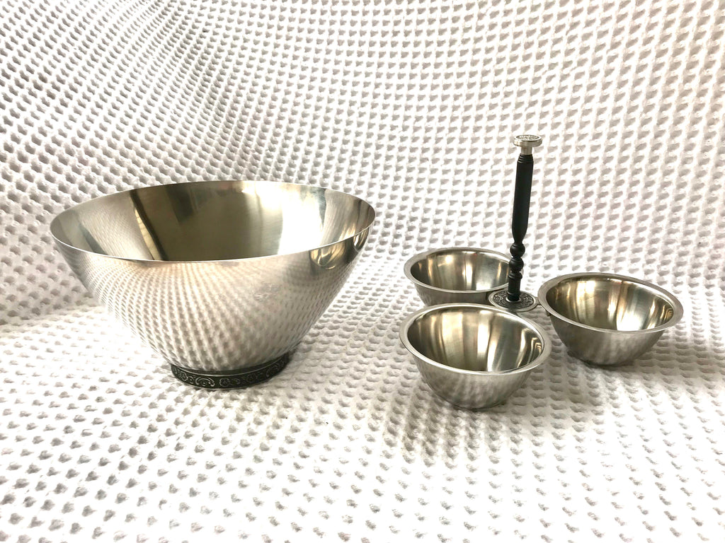 Vtg Oneida Stainless Steel Bowl and Serving Tray | Stainless Relish Dish and Salad Bowl | Metal Ice Bucket and Condiment Tray | MCM Bowl