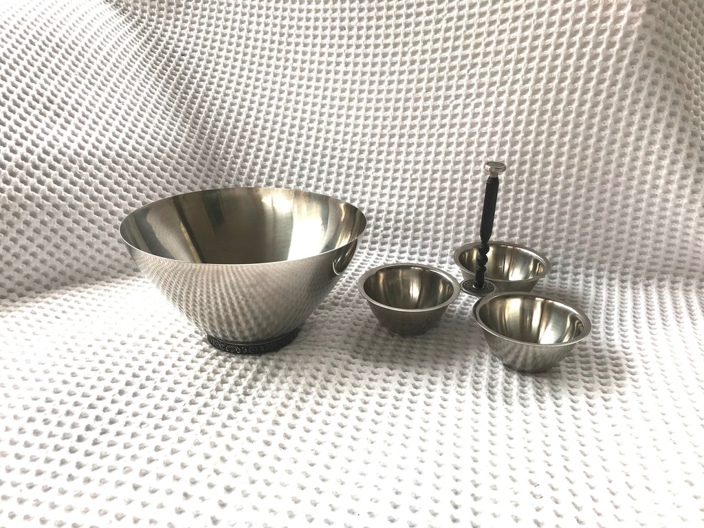 Vtg Oneida Stainless Steel Bowl and Serving Tray | Stainless Relish Dish and Salad Bowl | Metal Ice Bucket and Condiment Tray | MCM Bowl