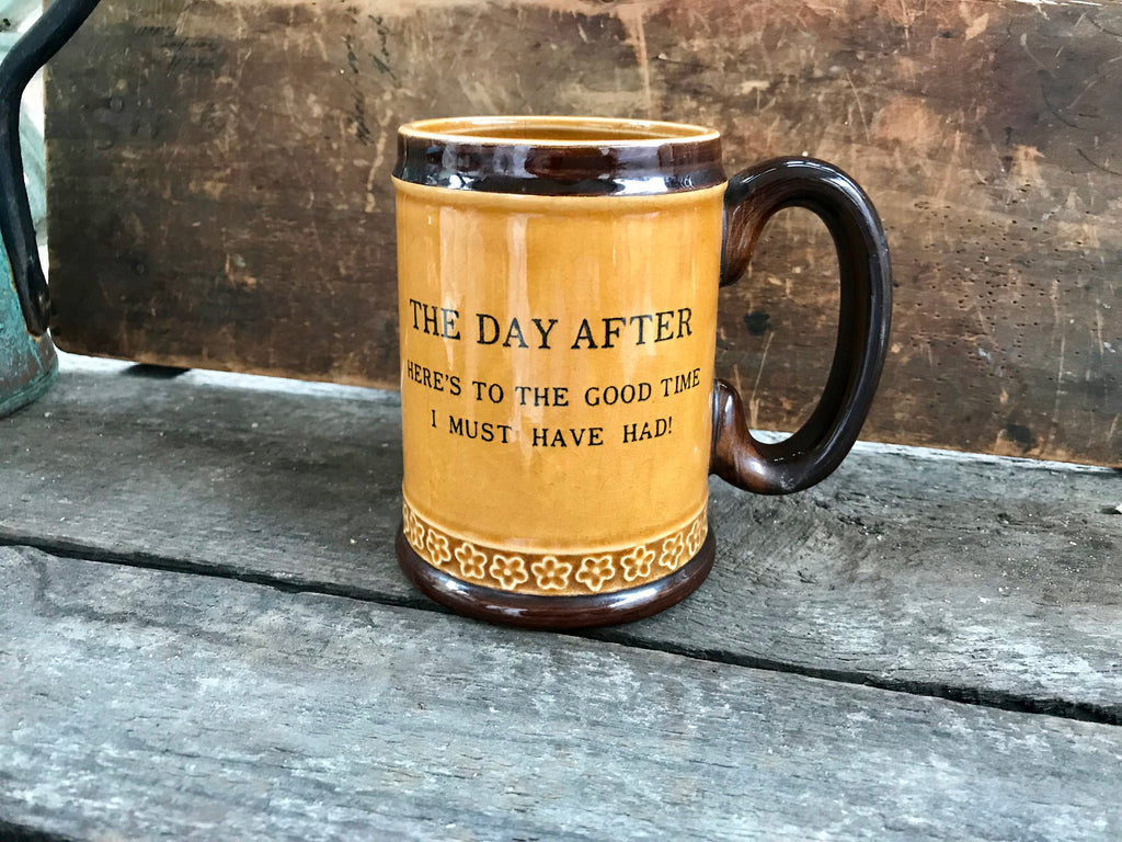 Vintage Novelty Oversized Coffee Mug | The Day After Stein | Pottery Mug | Large Stoneware Coffee Cup | Oversized Mug | Coffee Lover Gift