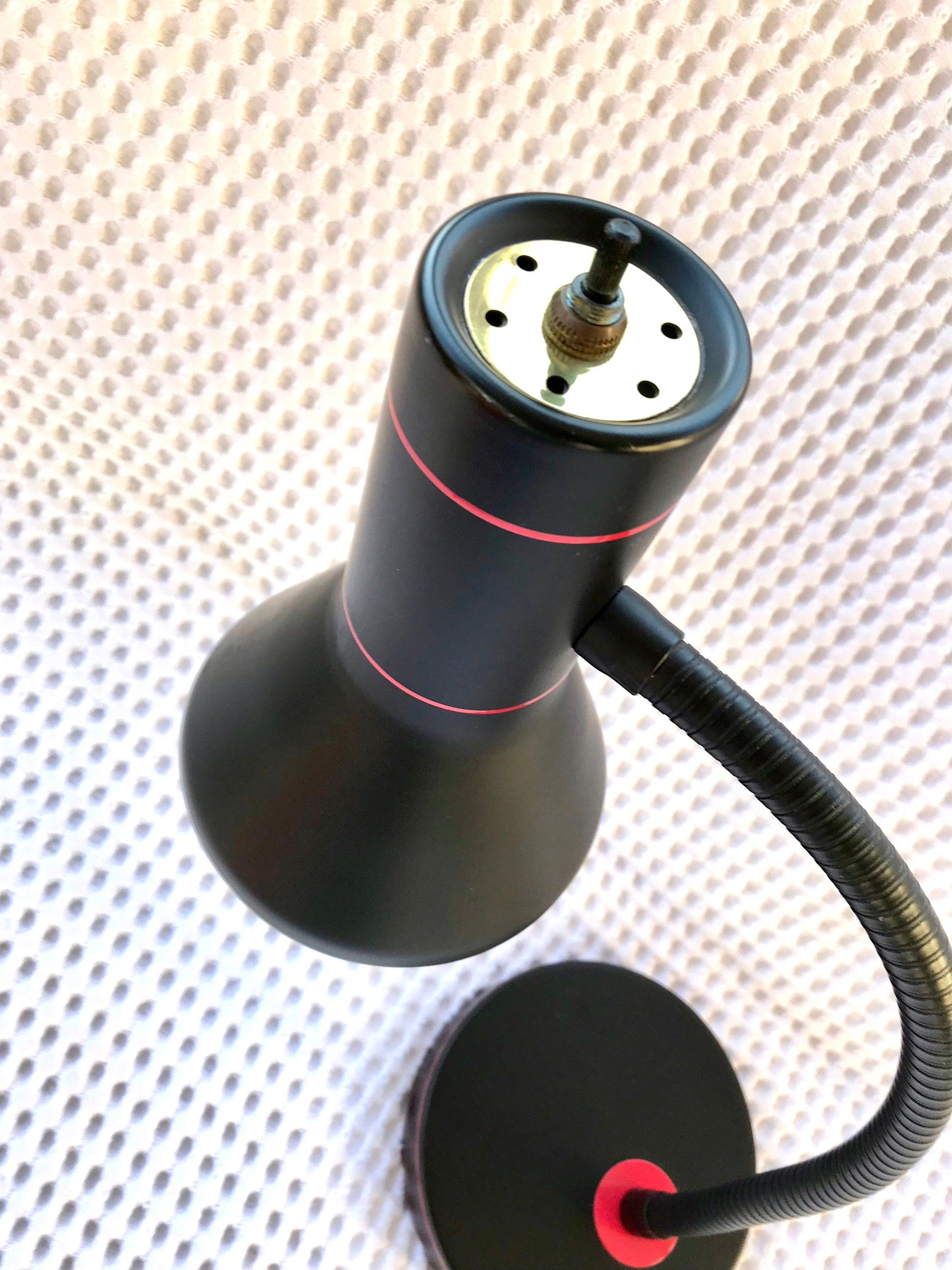 Vintage Black And Red Gooseneck Lamp | Bullet Desk Lamp | Metal Goose Neck Lamp | Retro Style Desk Lamp | Atomic Task Lamp | Flexible Light