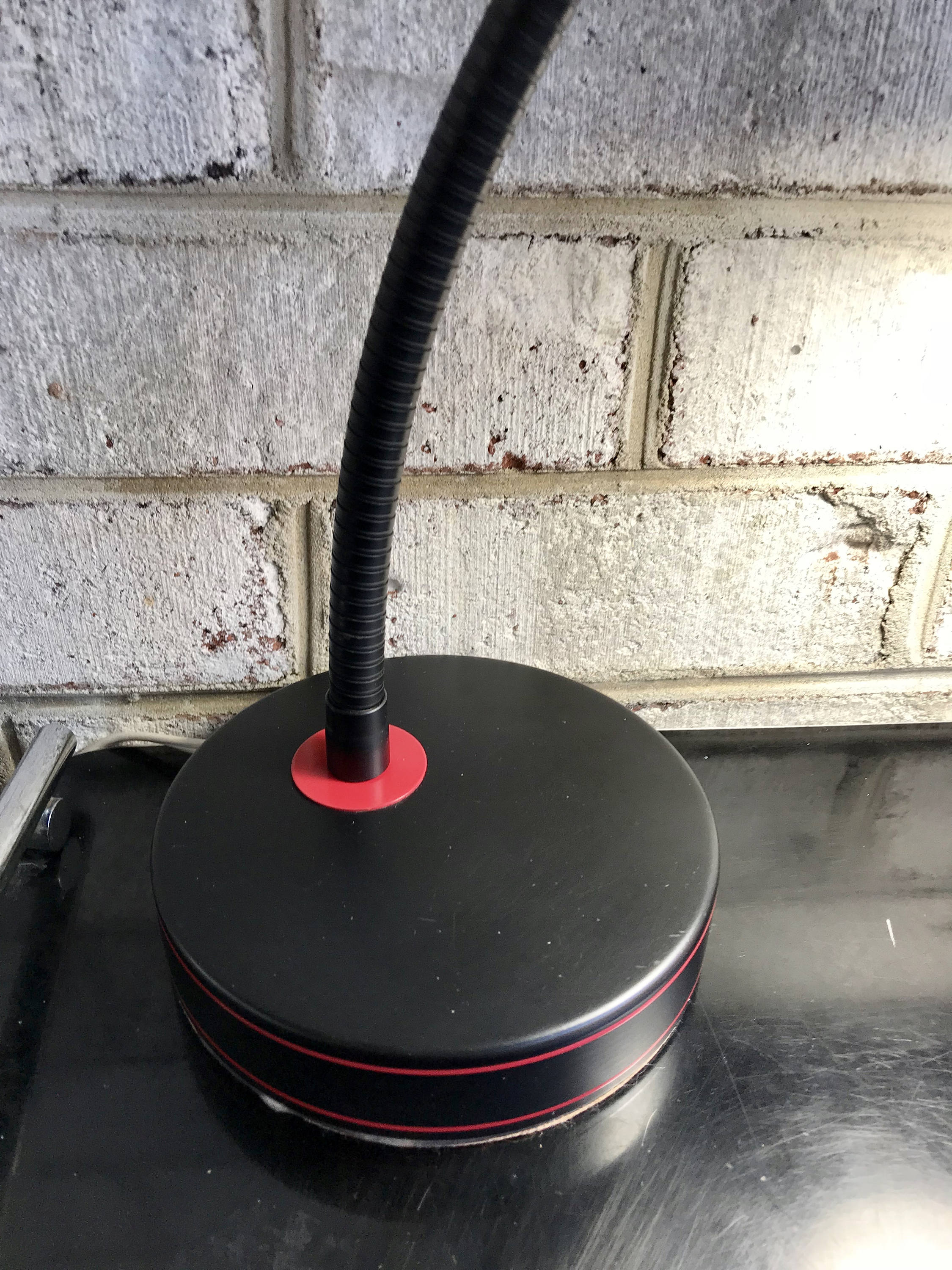Vintage Black And Red Gooseneck Lamp | Bullet Desk Lamp | Metal Goose Neck Lamp | Retro Style Desk Lamp | Atomic Task Lamp | Flexible Light