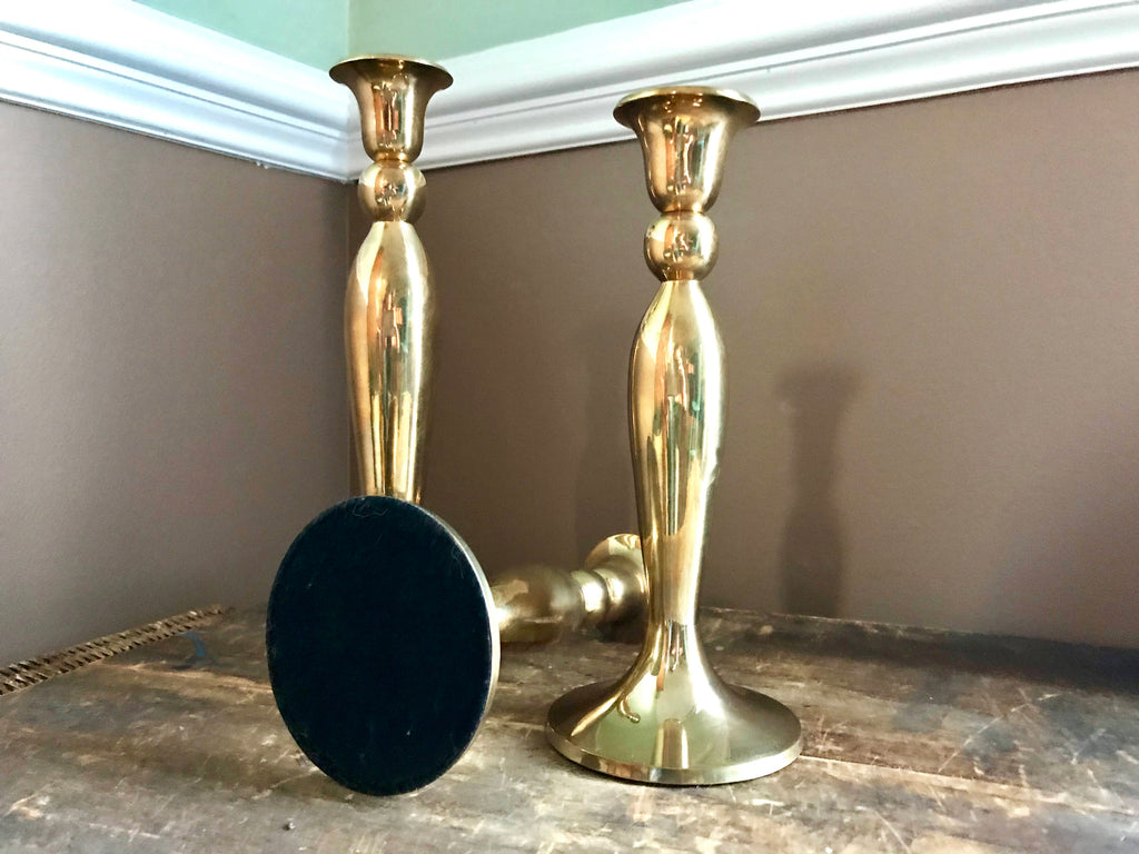 Set of 3 Solid Brass Candlestick | 3 Brass Candles Sticks | Hollywood Regency Brass Candle Holders | Brass Candlesticks | Candle Holders