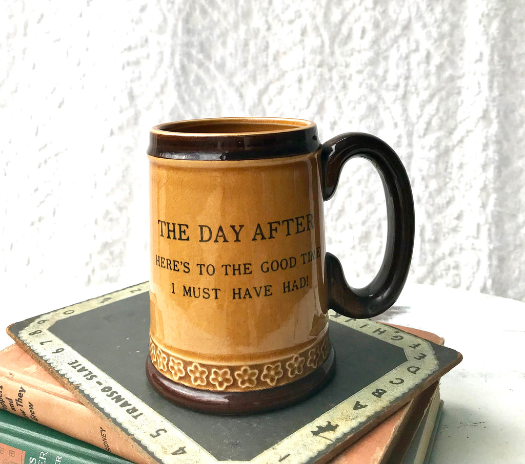 Vintage Novelty Oversized Coffee Mug | The Day After Stein | Pottery Mug | Large Stoneware Coffee Cup | Oversized Mug | Coffee Lover Gift