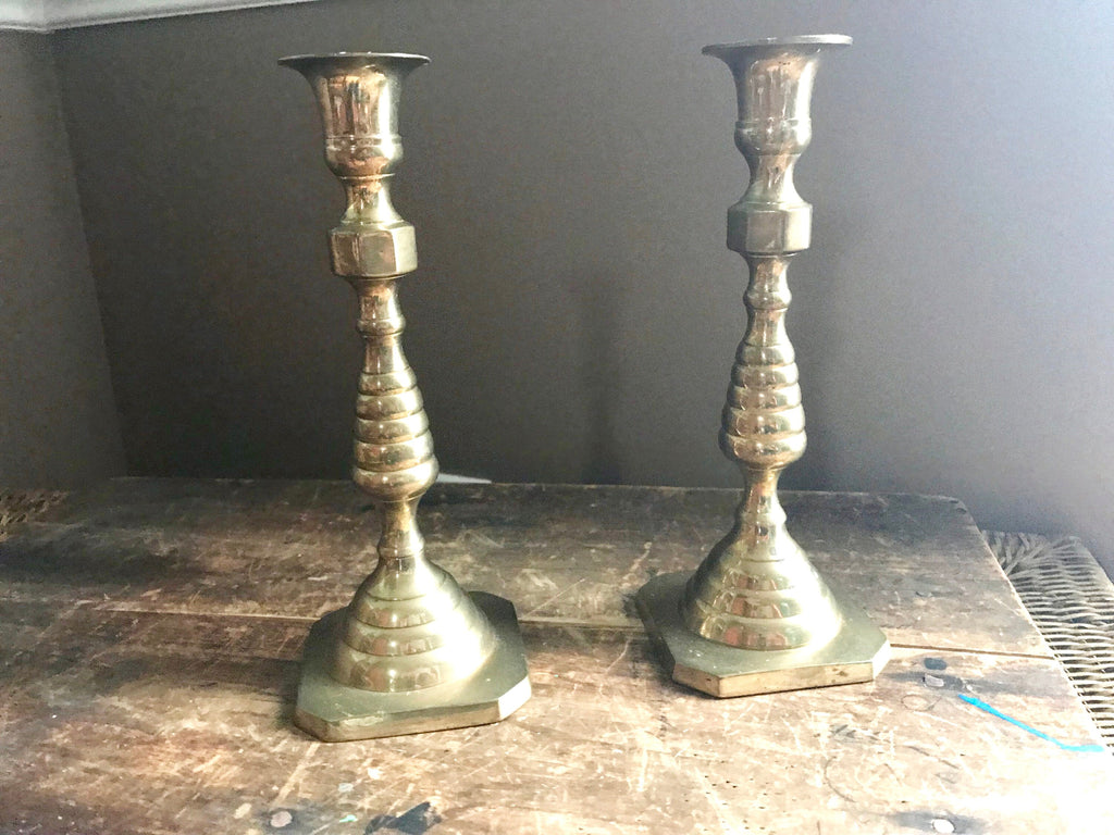 Set of 2 Solid Brass Candlestick | 2 Brass Candles Sticks | Hollywood Regency Brass Candle Holders | Brass Candlesticks | Candle Holders