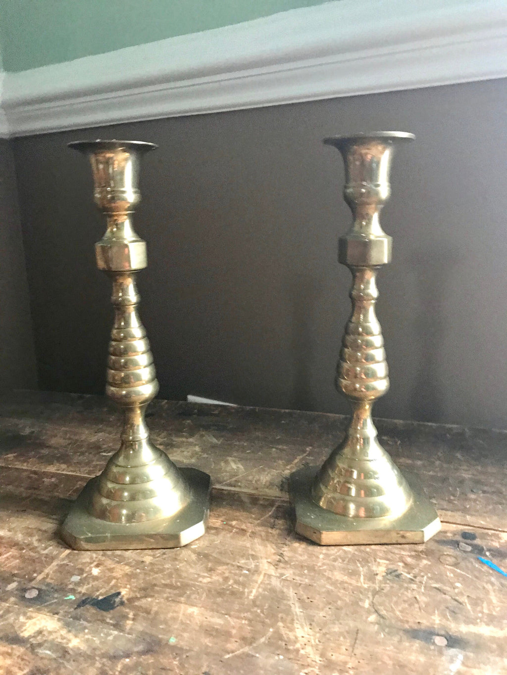 Set of 2 Solid Brass Candlestick | 2 Brass Candles Sticks | Hollywood Regency Brass Candle Holders | Brass Candlesticks | Candle Holders