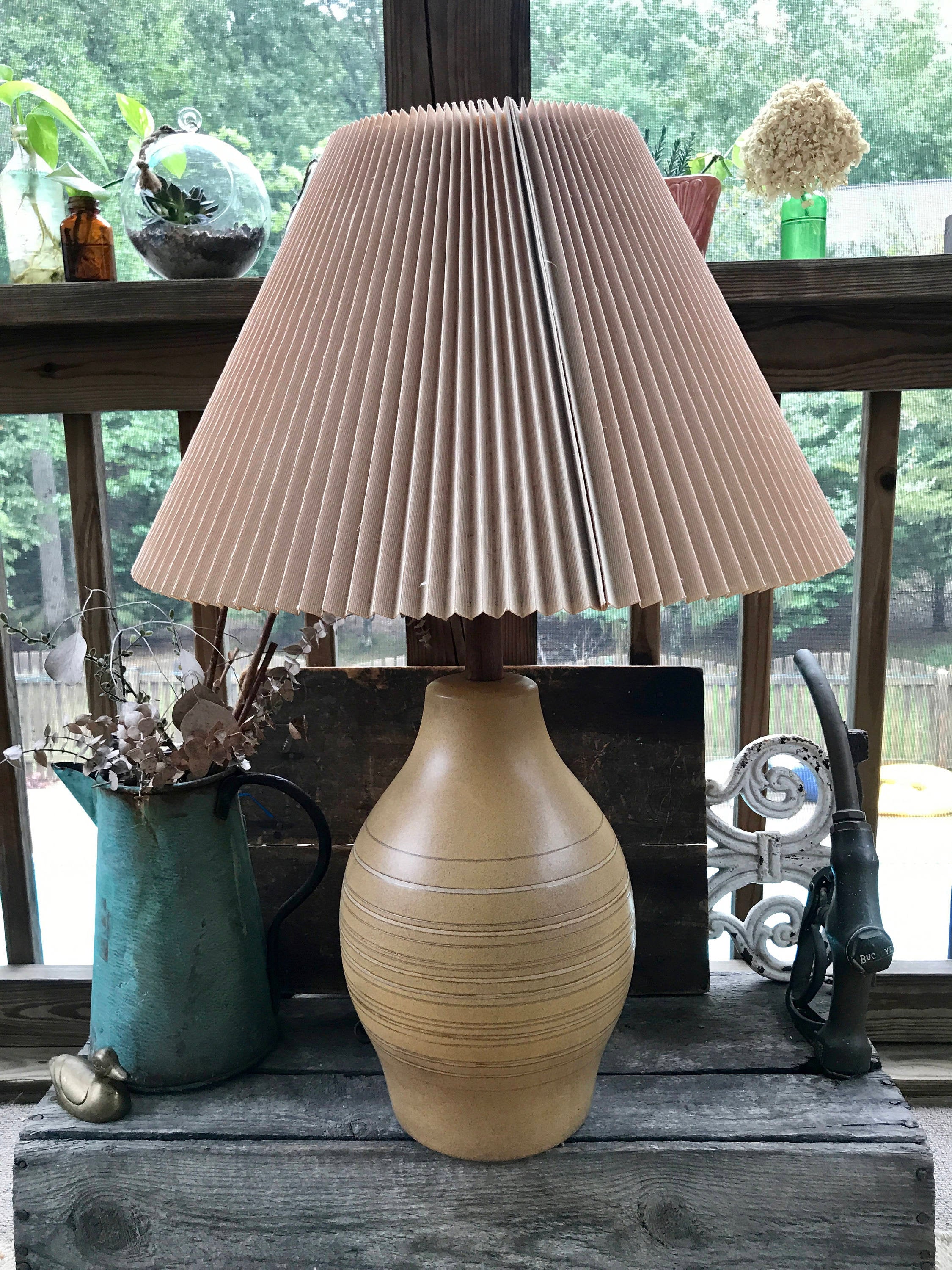 Mid Century Martz Marshall Studios Lamp | Martz Pottery Modern Lamp | Signed Martz Ceramic and Teak Table Lamp | MCM Lamp. 1960s Decor
