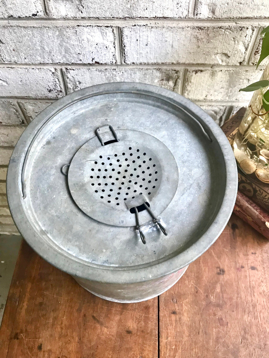 Rustic Minnow Bucket | Metal Bait Bucket with Net | Two Piece Minnow Bucket | Repurposed Planter | Display Bucket | Fishing Decor
