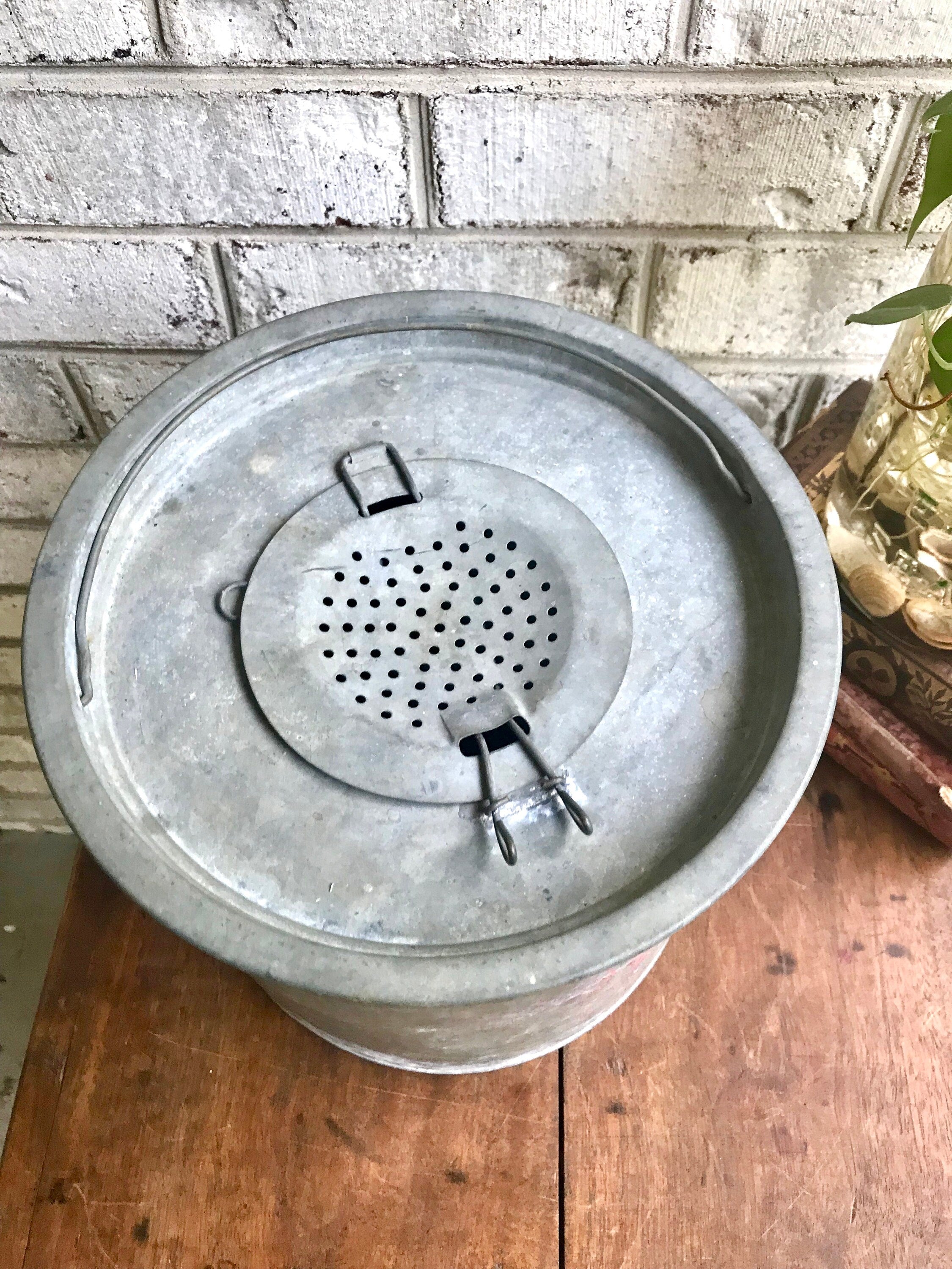 Rustic Minnow Bucket | Metal Bait Bucket with Net | Two Piece Minnow Bucket | Repurposed Planter | Display Bucket | Fishing Decor
