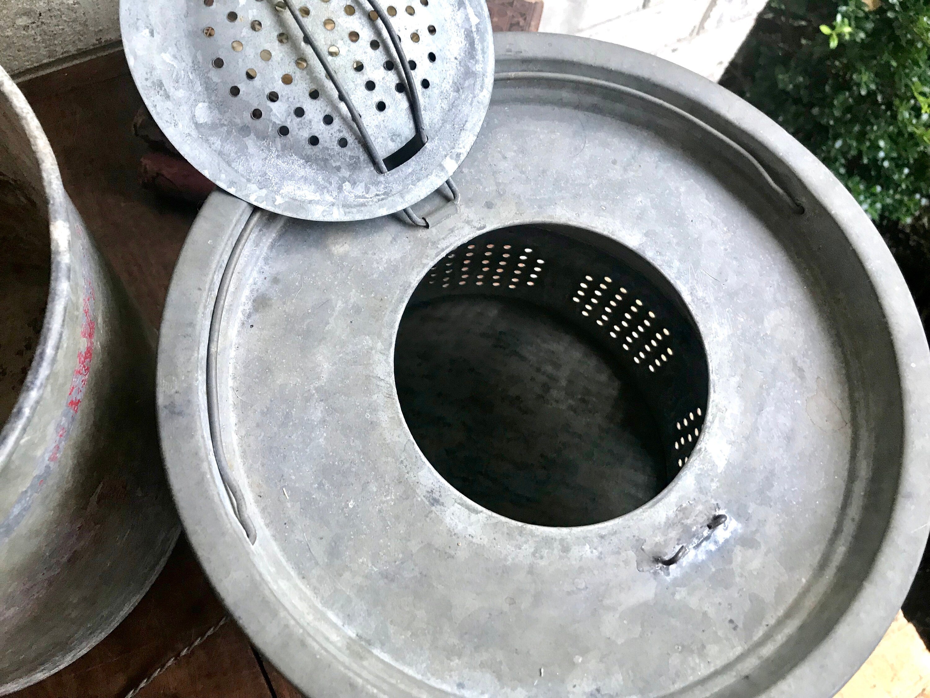 Rustic Minnow Bucket | Metal Bait Bucket with Net | Two Piece Minnow Bucket | Repurposed Planter | Display Bucket | Fishing Decor