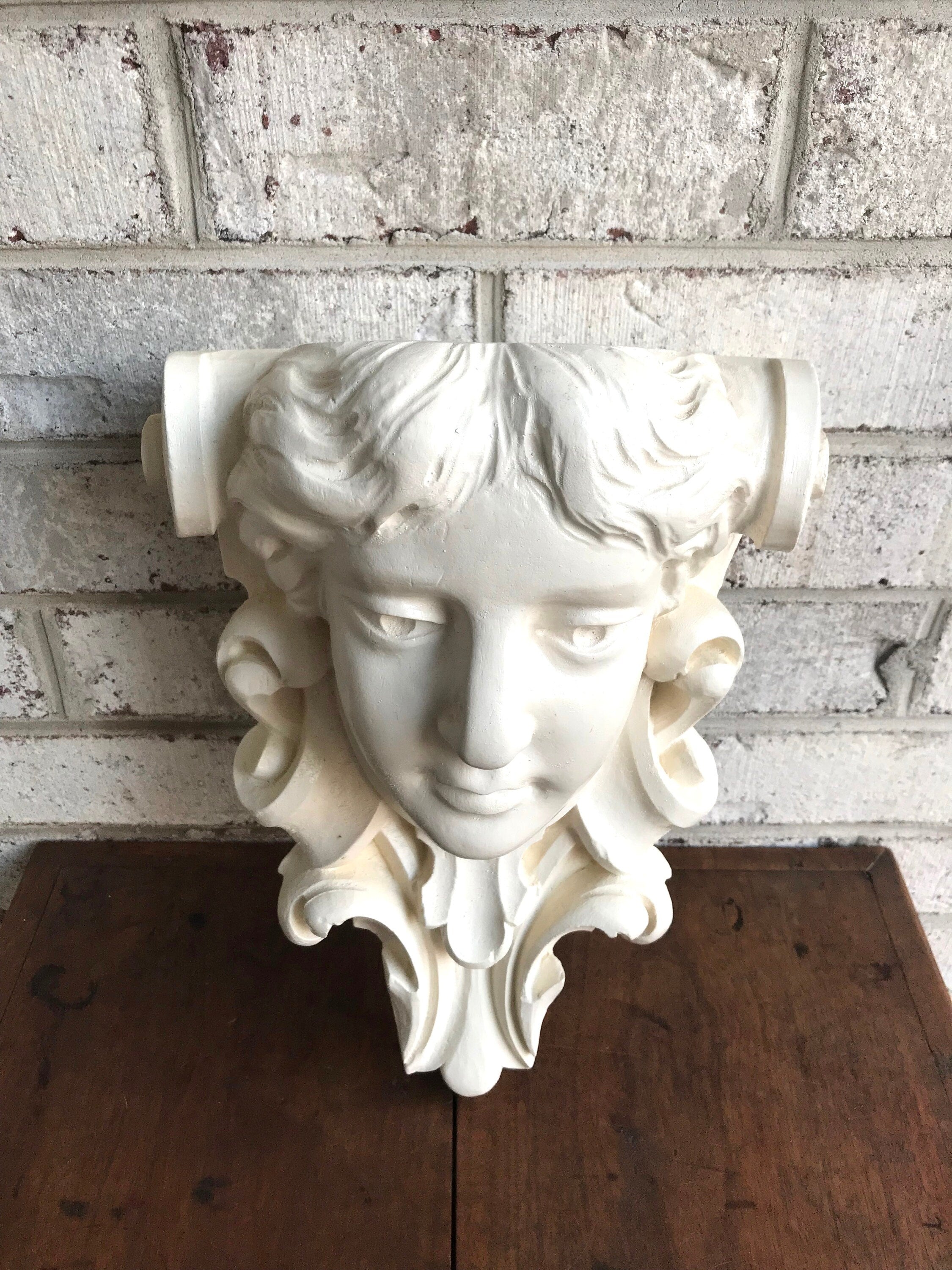 Rare Vtg Studio 45 Bust Corbel | Angel Shelf | Roman Style Shelf | Howard J. Calderone Wall Shelf