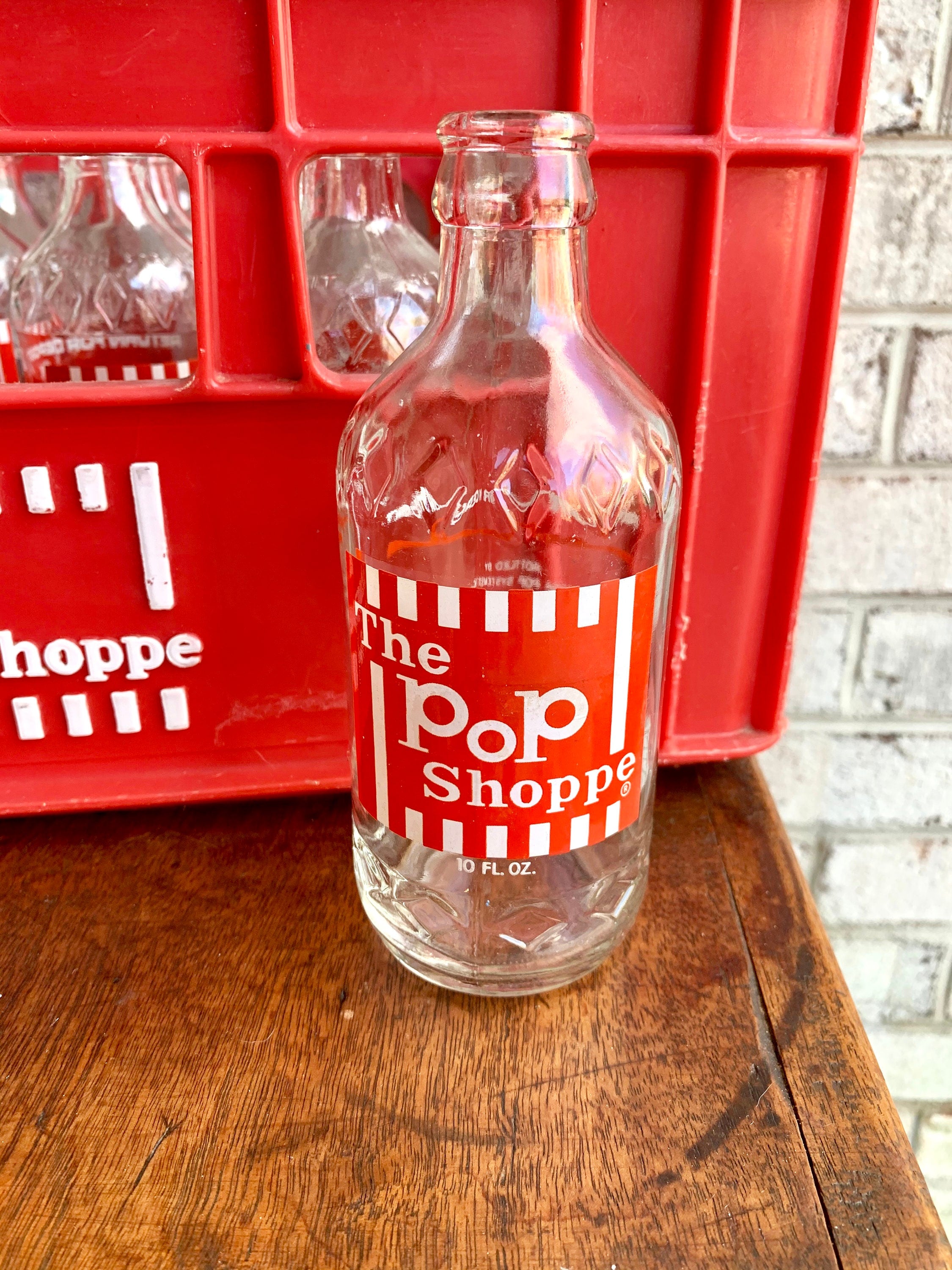 The Pop Shoppe Soda Crate and 24 Bottles | Case of The Pop Shoppe Soda Bottles | Advertisement Collectible Bottles | Vintage Soda Bottles