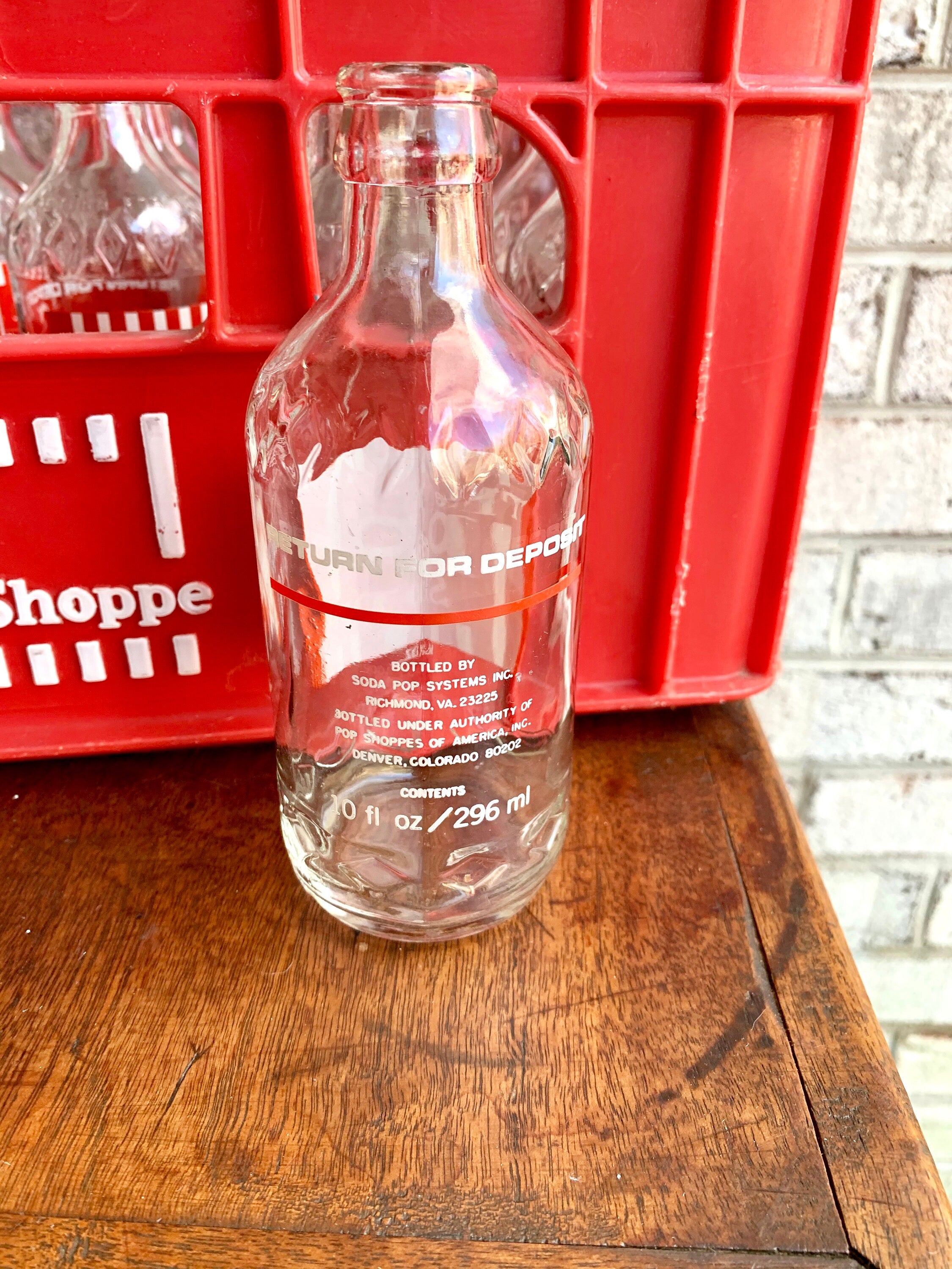 The Pop Shoppe Soda Crate and 24 Bottles | Case of The Pop Shoppe Soda Bottles | Advertisement Collectible Bottles | Vintage Soda Bottles