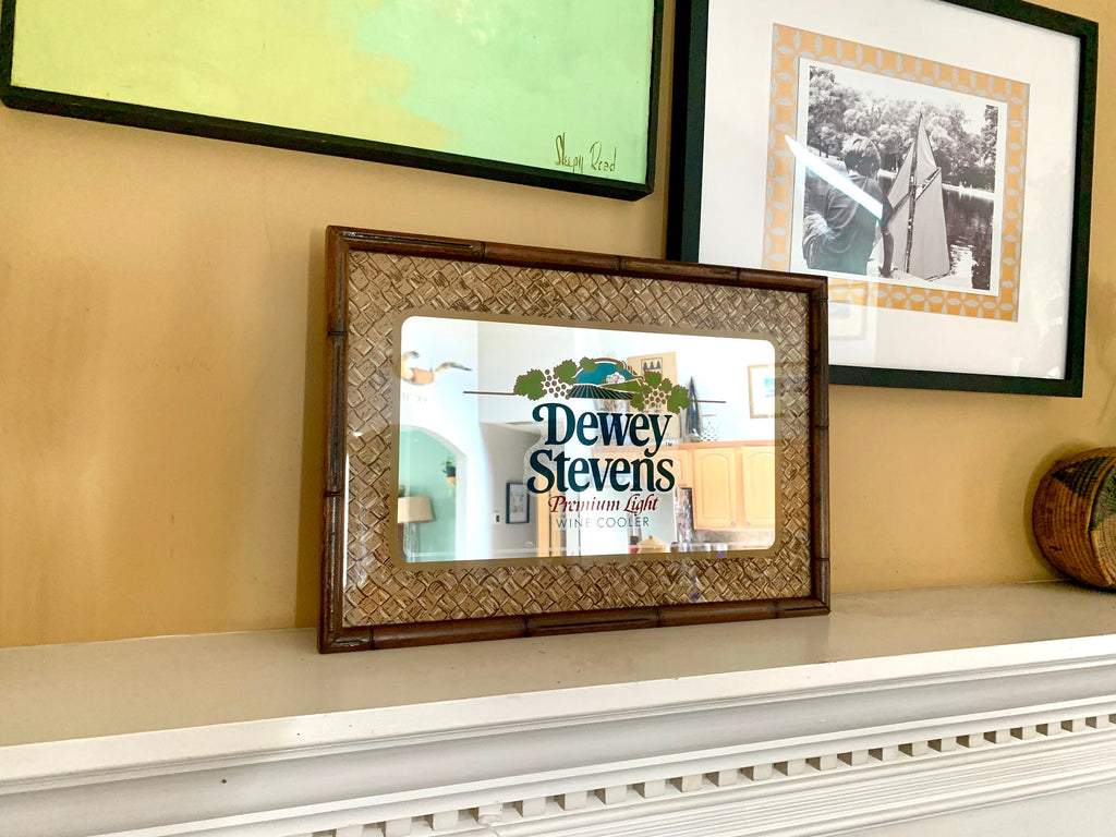 Dewey Stevens Mirror | Vintage Bar Mirror | Dewey Stevens Premium Light Wine Coolers Advertisement | Bar Collectibles | Man Cave