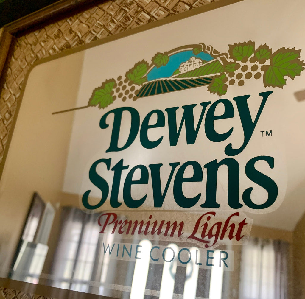 Dewey Stevens Mirror | Vintage Bar Mirror | Dewey Stevens Premium Light Wine Coolers Advertisement | Bar Collectibles | Man Cave