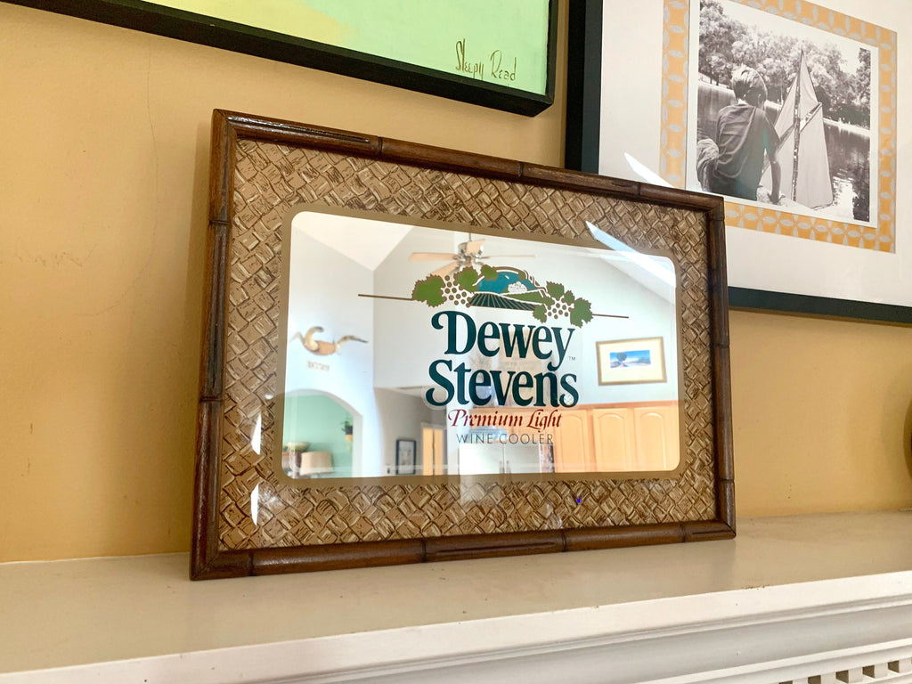 Dewey Stevens Mirror | Vintage Bar Mirror | Dewey Stevens Premium Light Wine Coolers Advertisement | Bar Collectibles | Man Cave