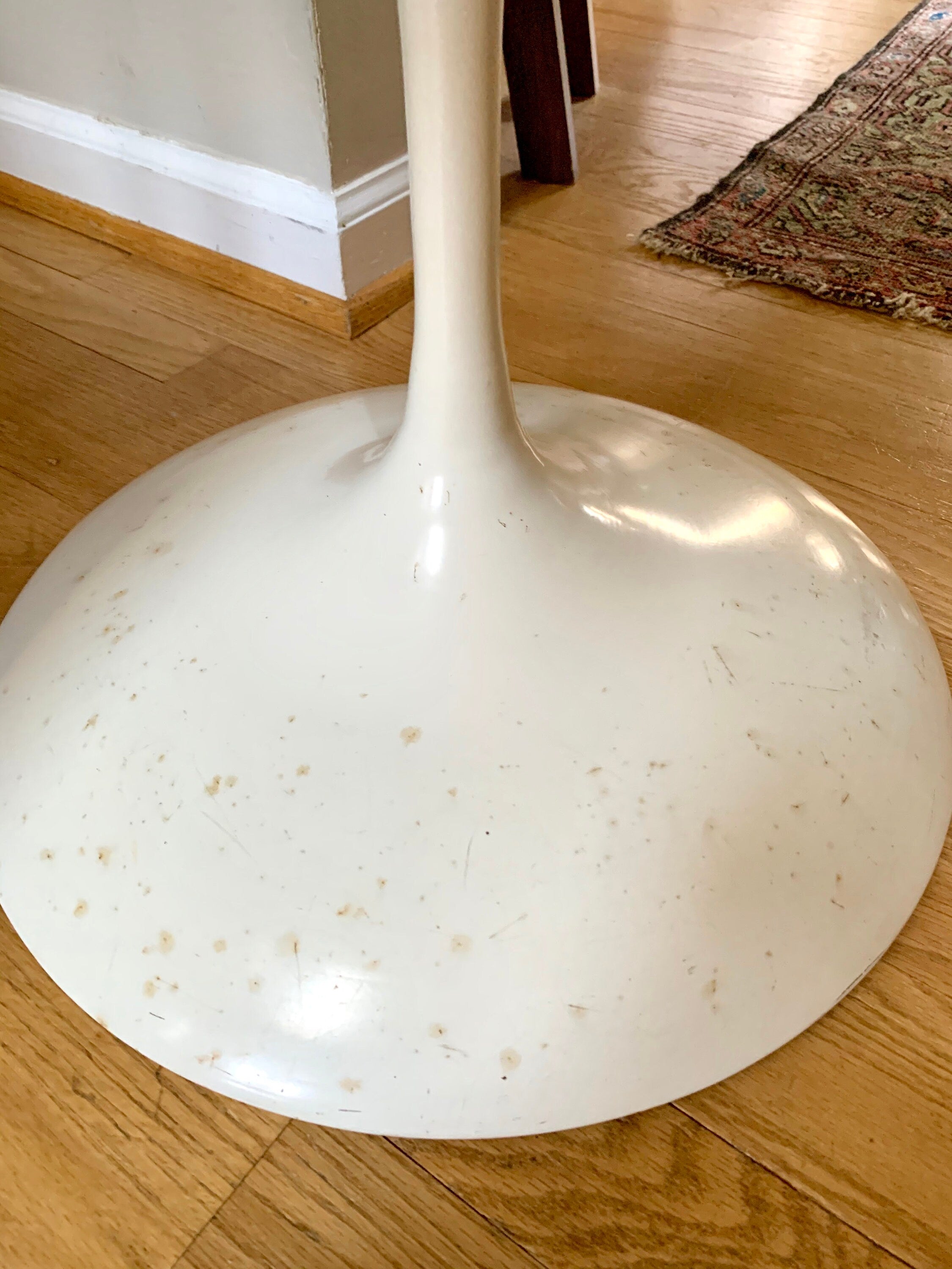Vtg Pair White Tulip Chairs | MCM White Tulip Chairs with Gray Cushions | Mid Century Modern Tulip Swivel Chairs