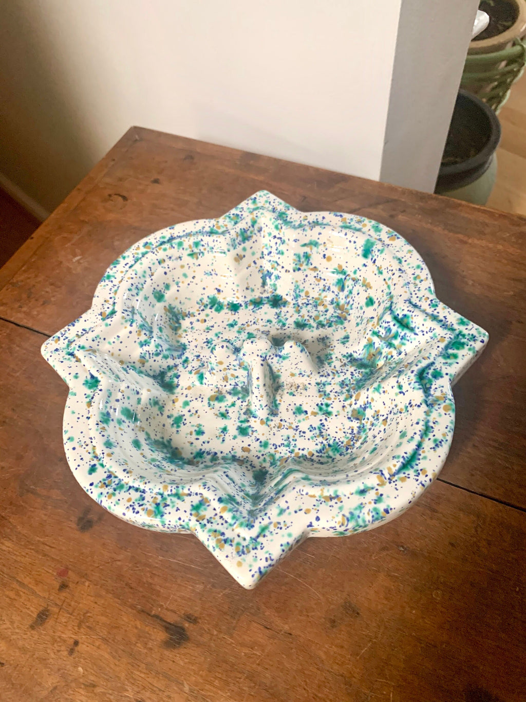Mid Century Speckled Turquoise Ceramic Ashtray | Ceramic Ashtray | Retro Change Tray | Mid Century Modern Ceramic Dish | MCM Ashtray