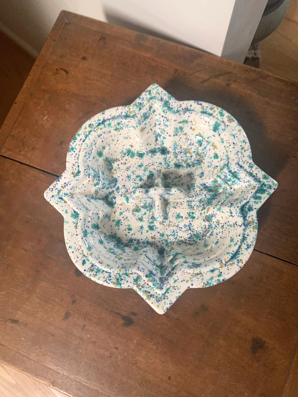 Mid Century Speckled Turquoise Ceramic Ashtray | Ceramic Ashtray | Retro Change Tray | Mid Century Modern Ceramic Dish | MCM Ashtray