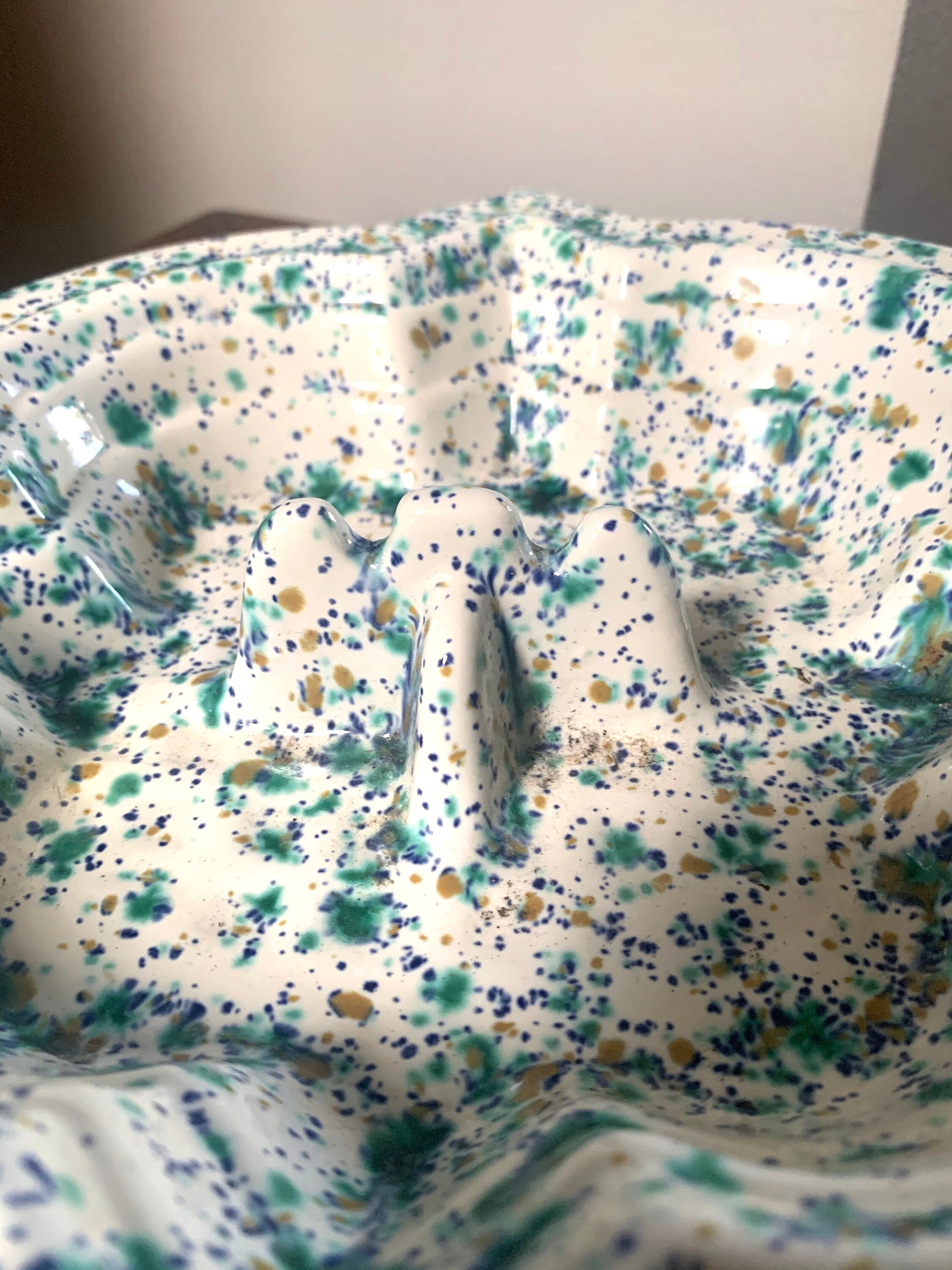 Mid Century Speckled Turquoise Ceramic Ashtray | Ceramic Ashtray | Retro Change Tray | Mid Century Modern Ceramic Dish | MCM Ashtray