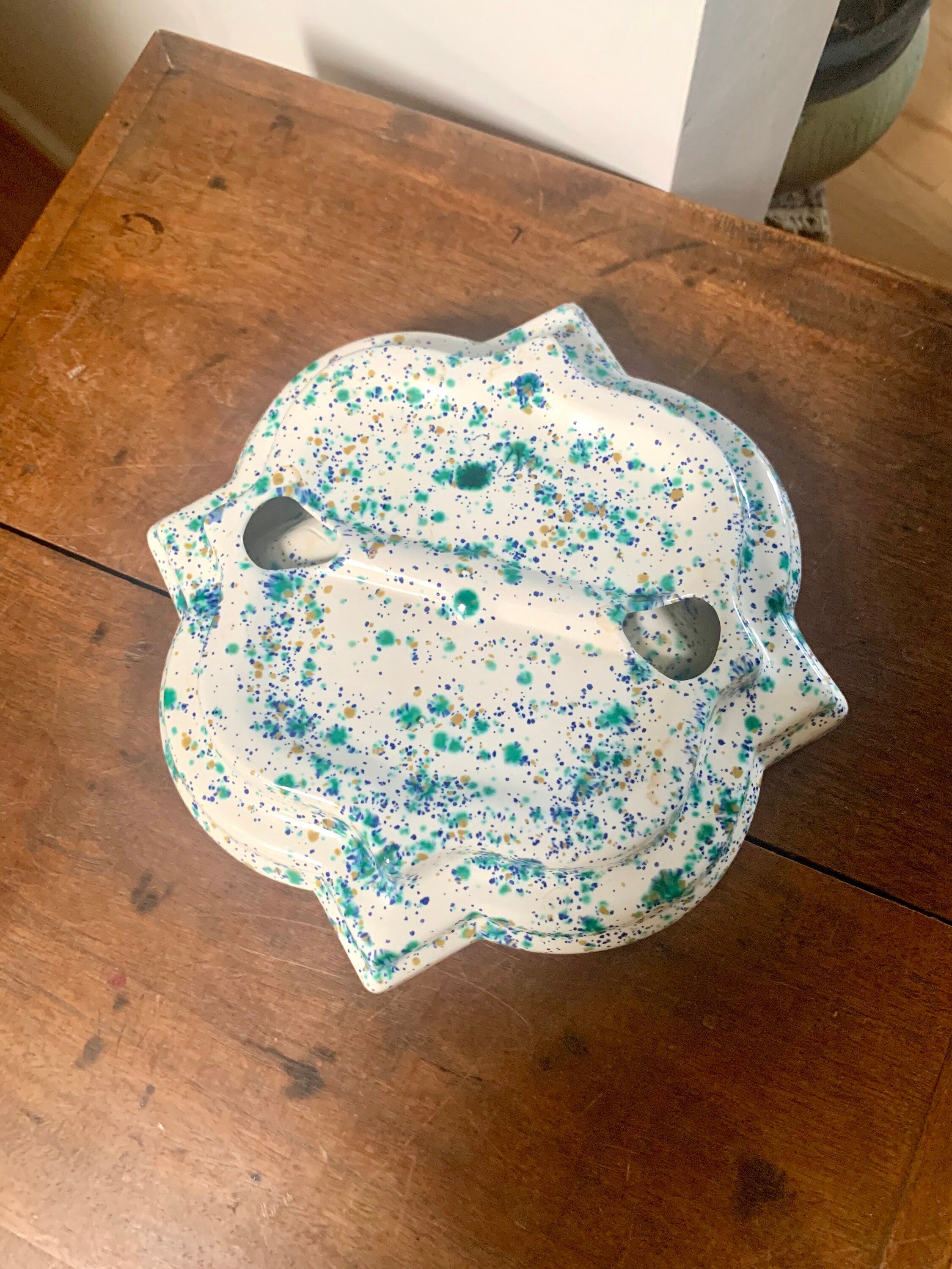 Mid Century Speckled Turquoise Ceramic Ashtray | Ceramic Ashtray | Retro Change Tray | Mid Century Modern Ceramic Dish | MCM Ashtray