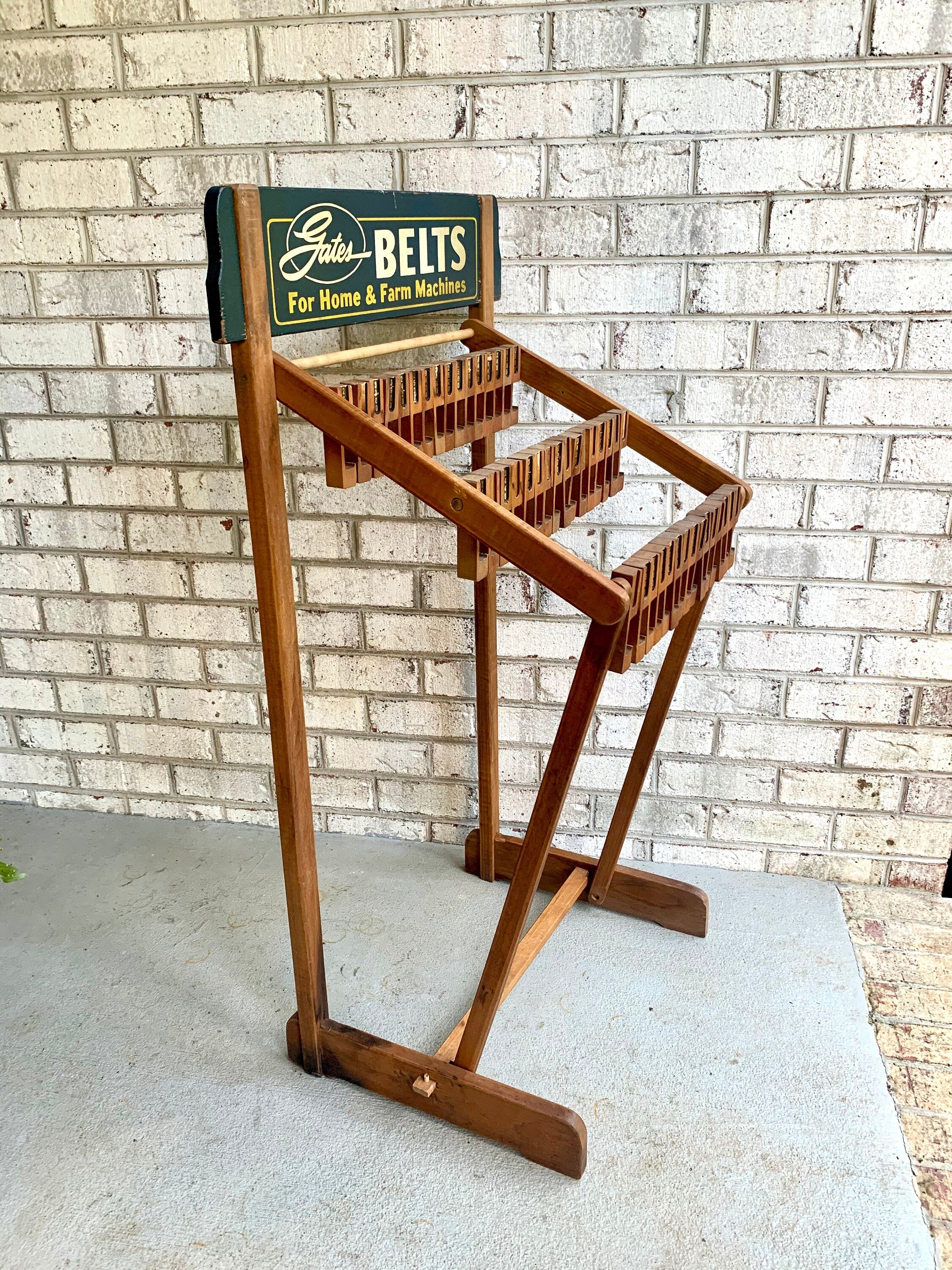A Vintage Gates Belt Display | Gates Belt Display Store Rack | Automotive Display | Agricultural Display | Automotive Wood Display Rack
