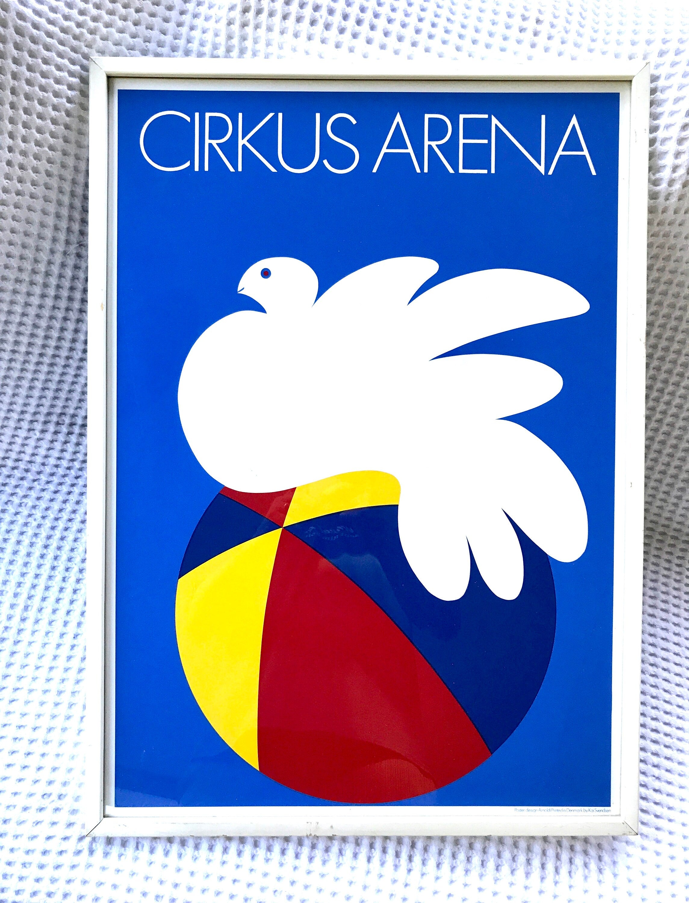 Cirkus Arena Per Arnoldi Lithograph | Cirkus Arena MCM Advertisement Art | Per Arnoldi Lithograph | Beach Ball and Dove | Kai Svendsen Print