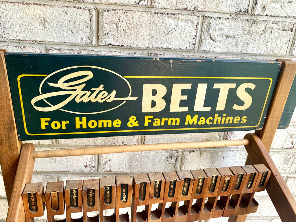 A Vintage Gates Belt Display | Gates Belt Display Store Rack | Automotive Display | Agricultural Display | Automotive Wood Display Rack