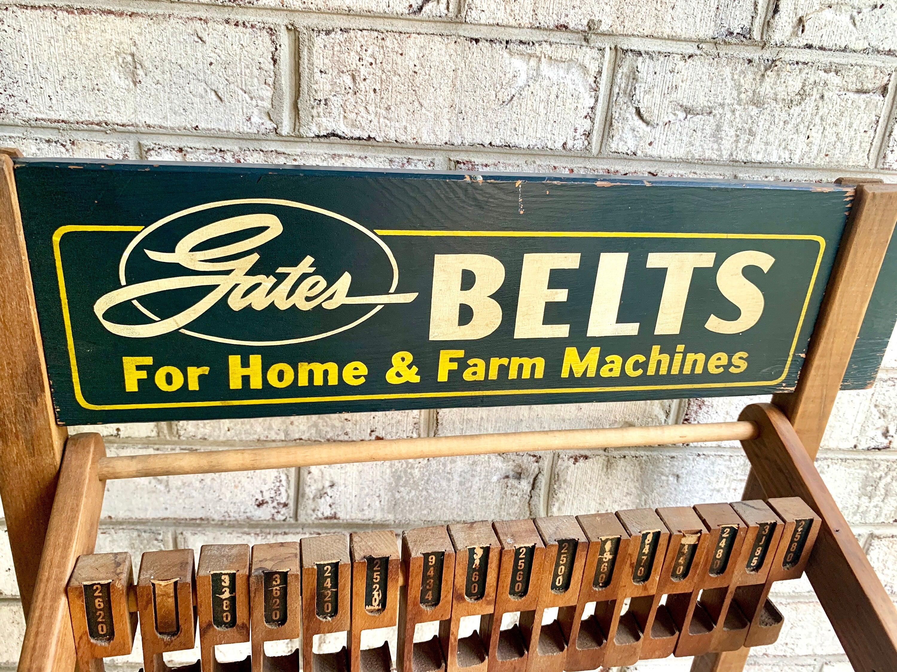 A Vintage Gates Belt Display | Gates Belt Display Store Rack | Automotive Display | Agricultural Display | Automotive Wood Display Rack