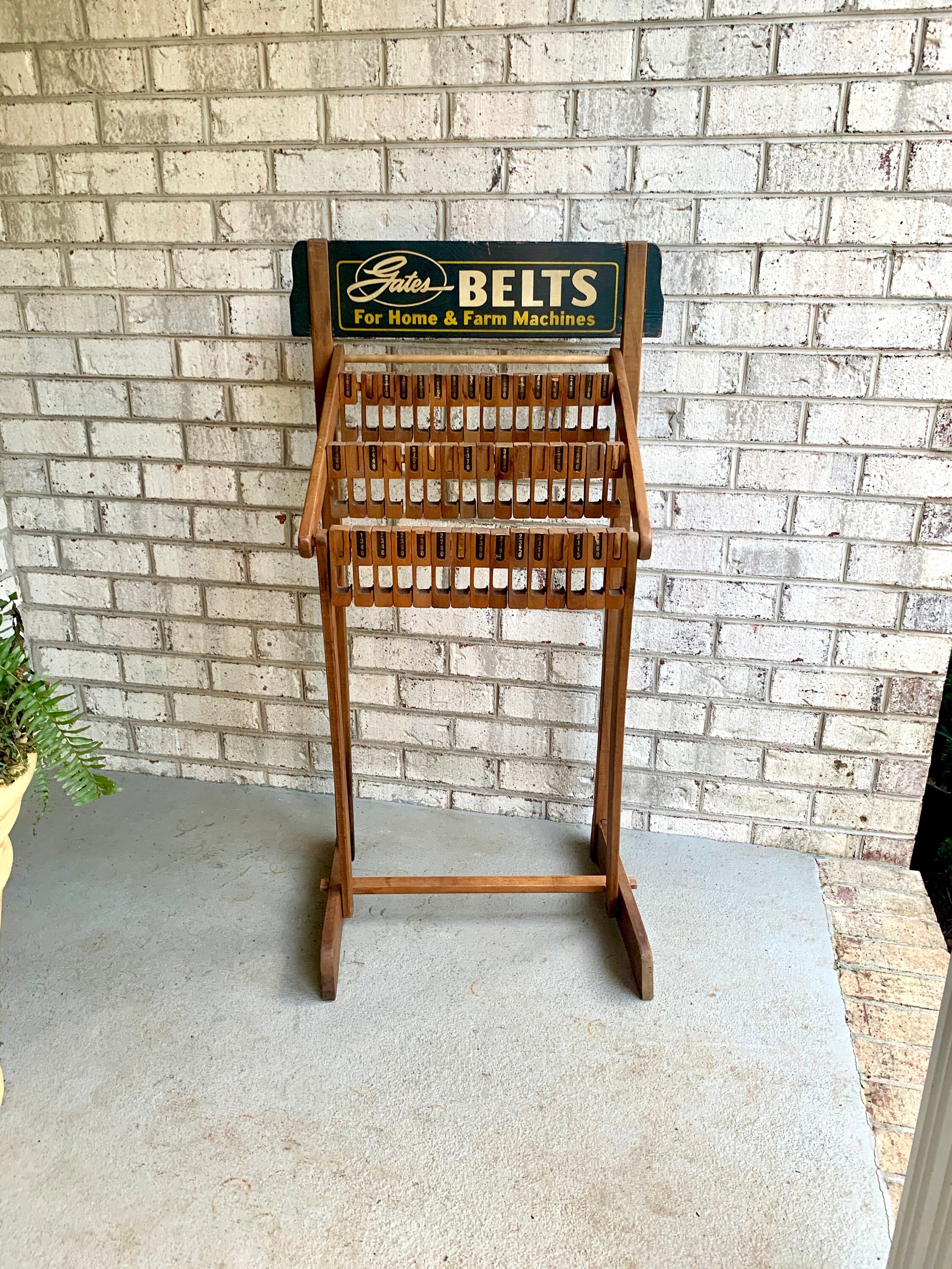 A Vintage Gates Belt Display | Gates Belt Display Store Rack | Automotive Display | Agricultural Display | Automotive Wood Display Rack