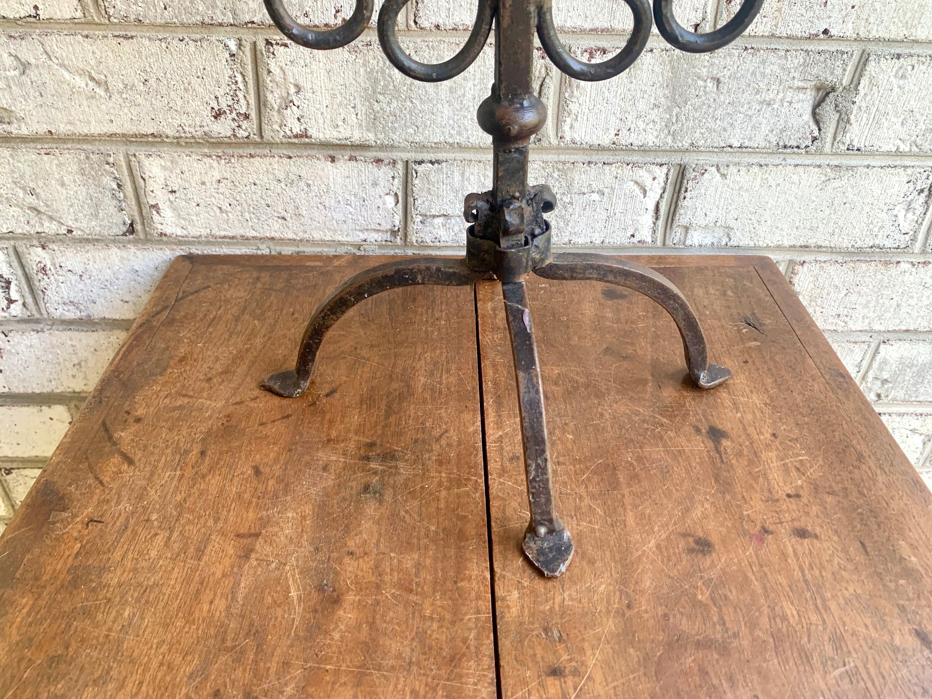 Antique Iron Candelabra | Primitive Candle Holder | Rustic Wrought Iron Candelabra | Medieval 5 Tier Centerpiece