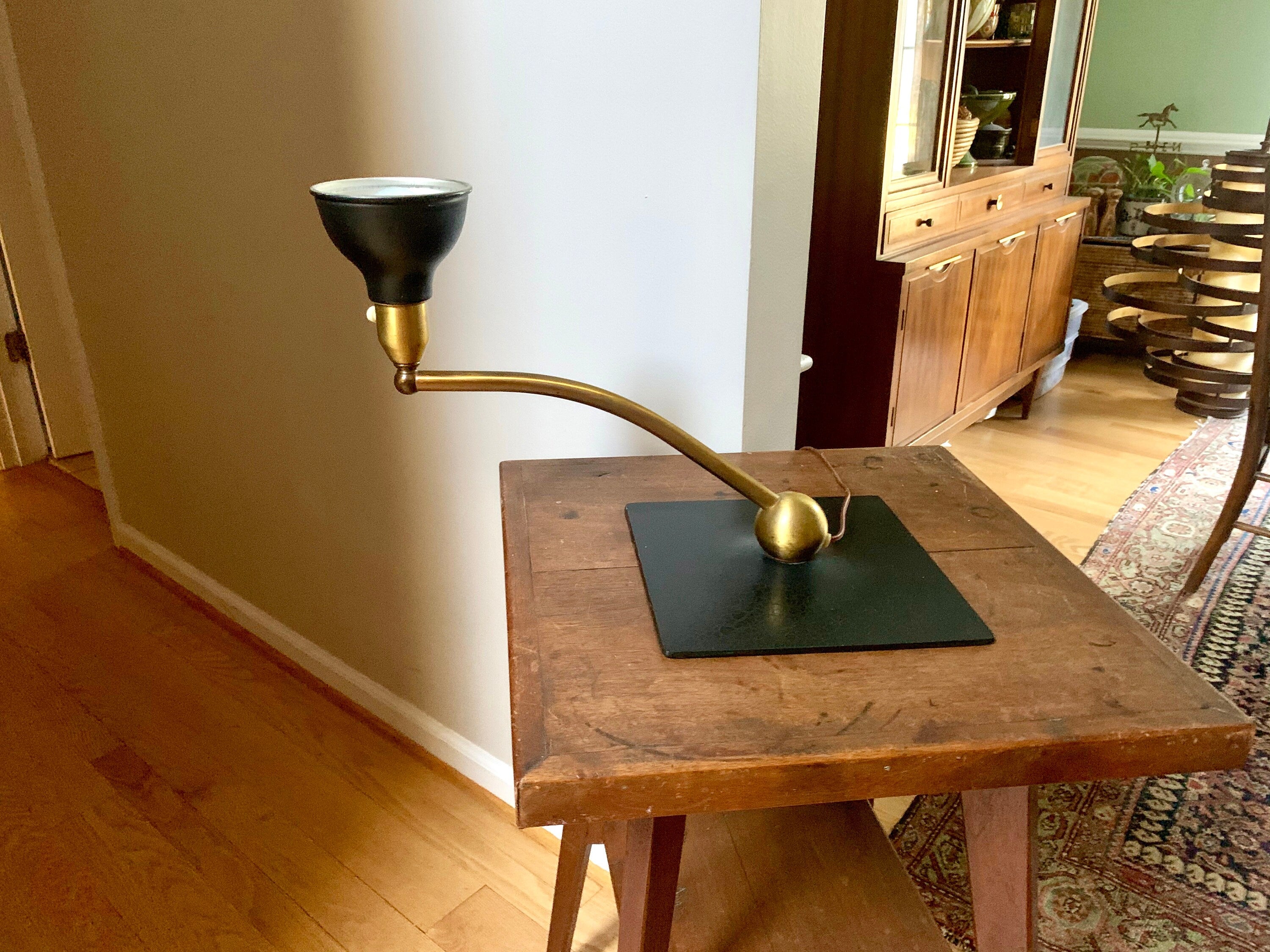 Mid Century M.G. Wheeler Sight Light | Brass Swing Arm Lamp | Unique Desk Lamp | Rotating Desk Lamp