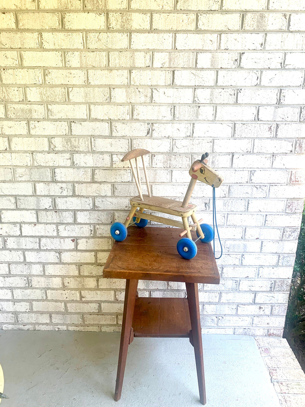 Vintage Wood Riding Giraffe | Rustic Wooden Giraffe Riding Toy | Distressed Playskool Wood Riding Toy | Giraffe Ride On Toy | Giraffe Pull Toy