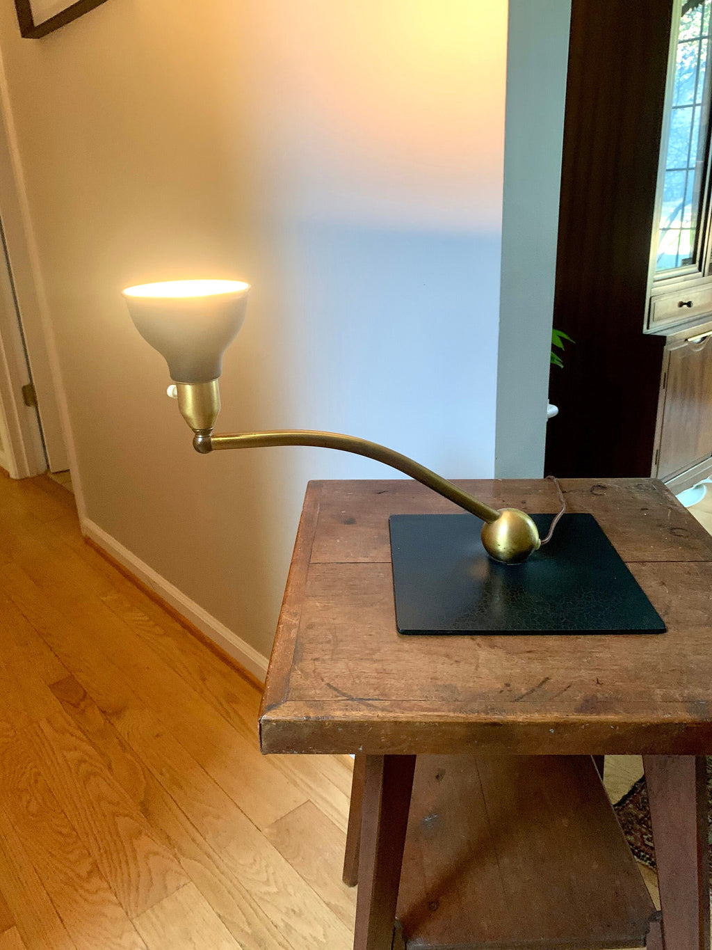 Mid Century M.G. Wheeler Sight Light | Brass Swing Arm Lamp | Unique Desk Lamp | Rotating Desk Lamp