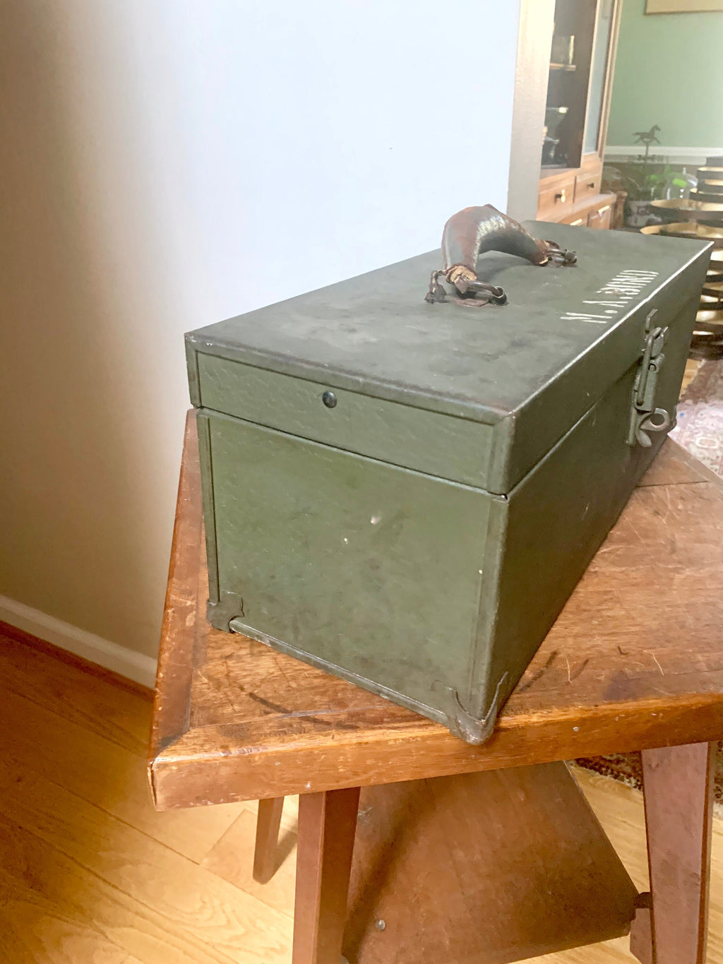 Military Kennedy Kits Tool Box | Vintage Green Military Toolbox | Rustic Storage Box | Distressed Metal Tool Box | Heavy Duty Utility Box | Toolbox