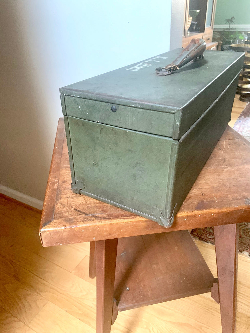 Military Kennedy Kits Tool Box | Vintage Green Military Toolbox | Rustic Storage Box | Distressed Metal Tool Box | Heavy Duty Utility Box | Toolbox