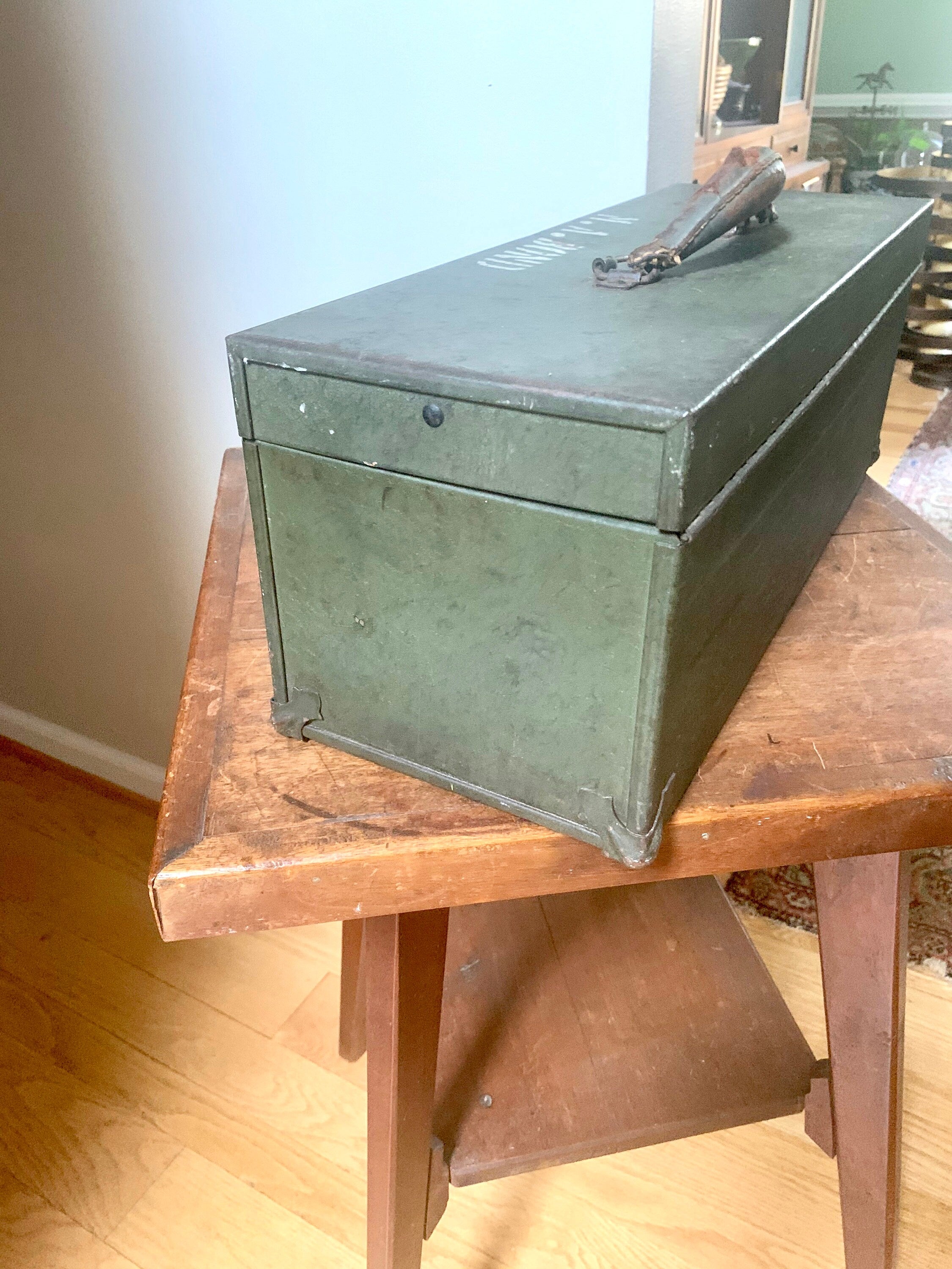 Military Kennedy Kits Tool Box | Vintage Green Military Toolbox | Rustic Storage Box | Distressed Metal Tool Box | Heavy Duty Utility Box | Toolbox